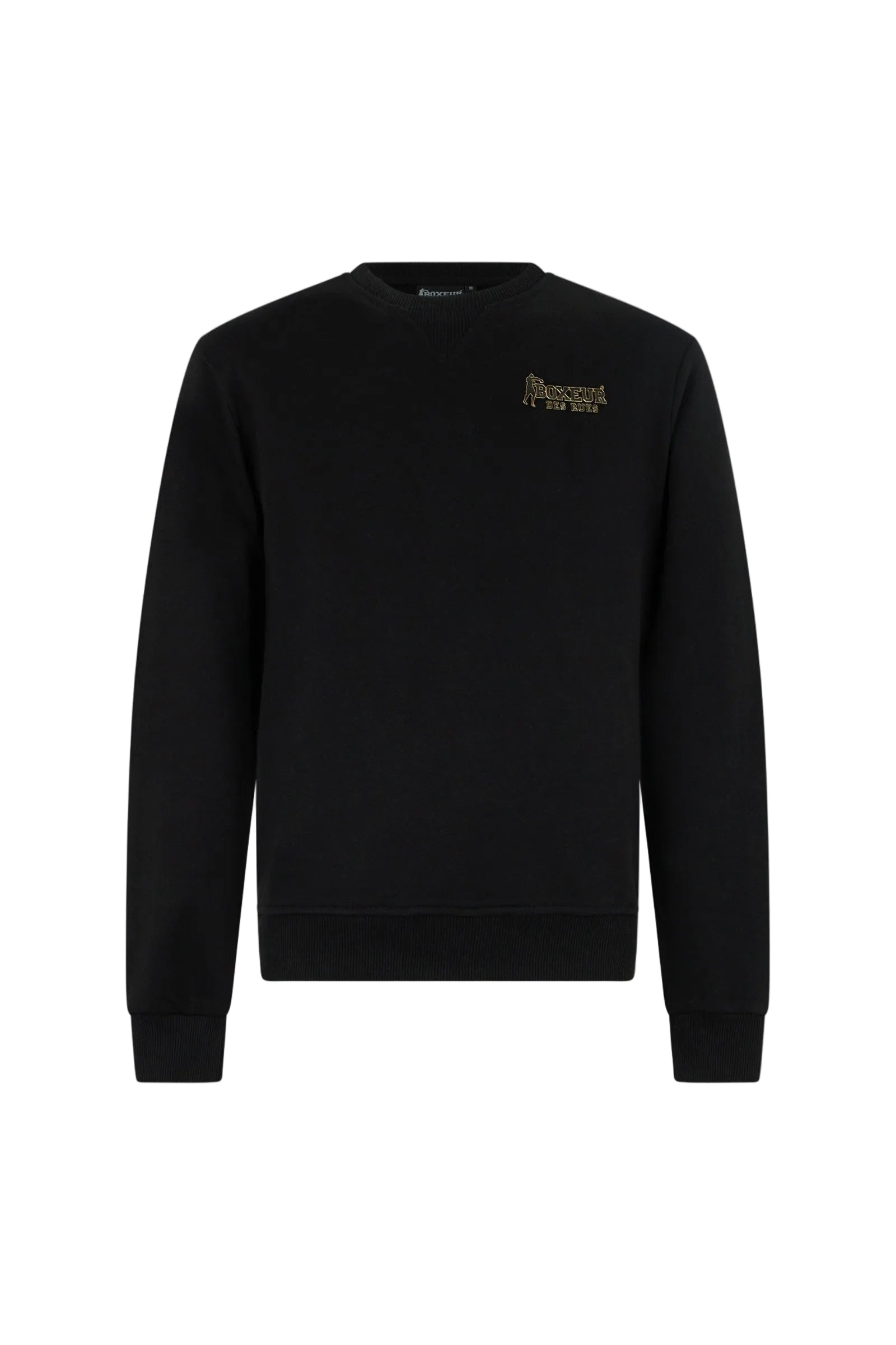 Basic Round Neck Sweatshirt in Black-Gold Sweatshirts Boxeur des Rues