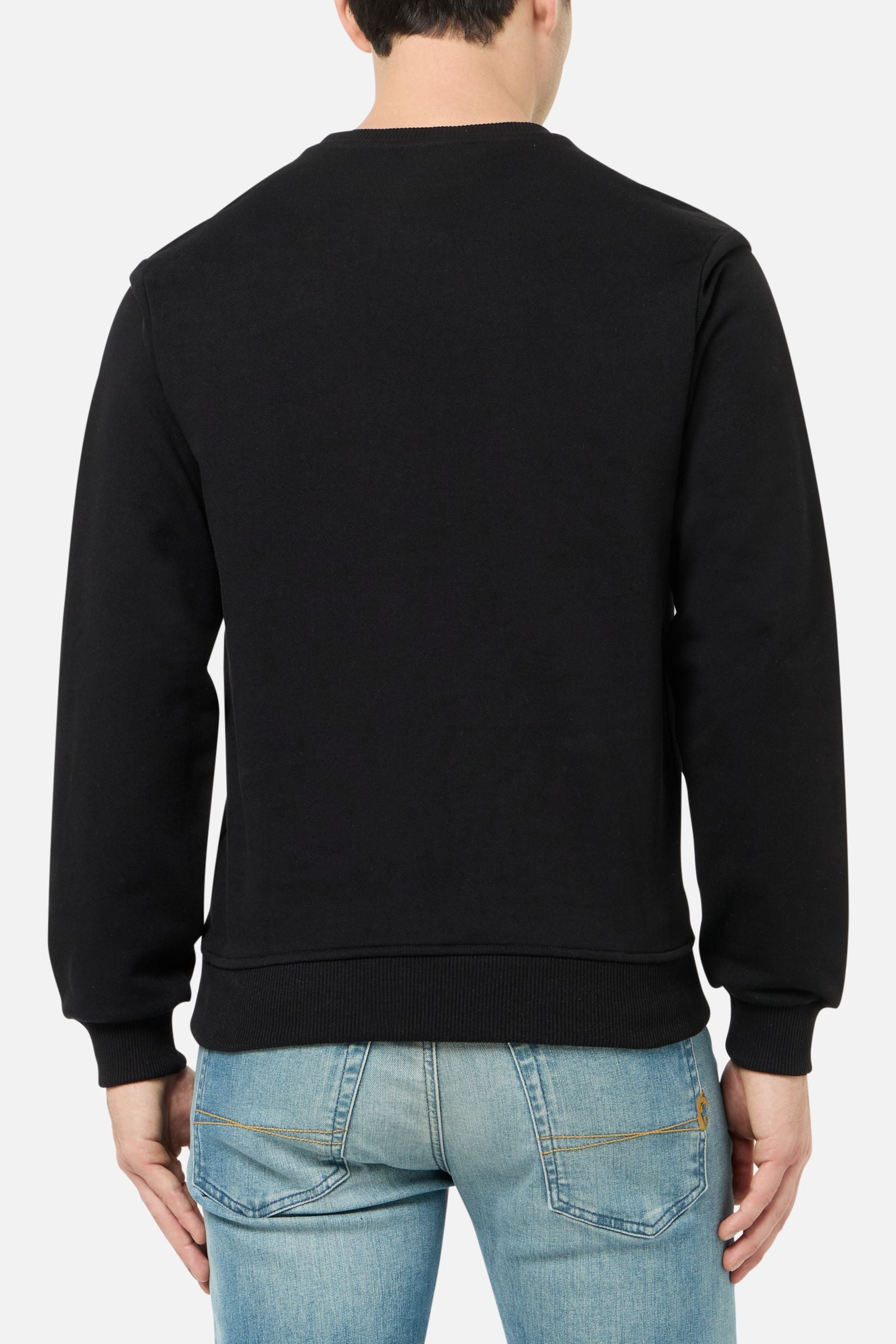 Basic Round Neck Sweatshirt in Black-Gold Sweatshirts Boxeur des Rues