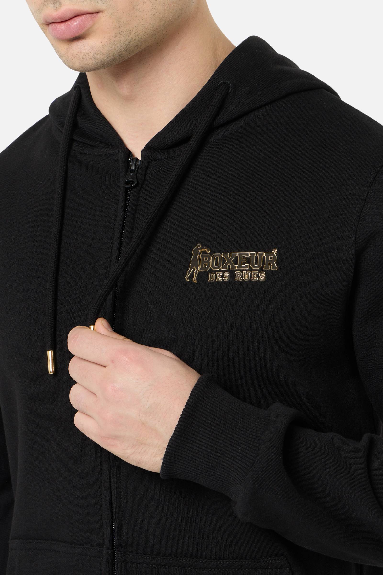 Basic Full Zip Hoodie in Black-Gold Sweatjacken Boxeur des Rues