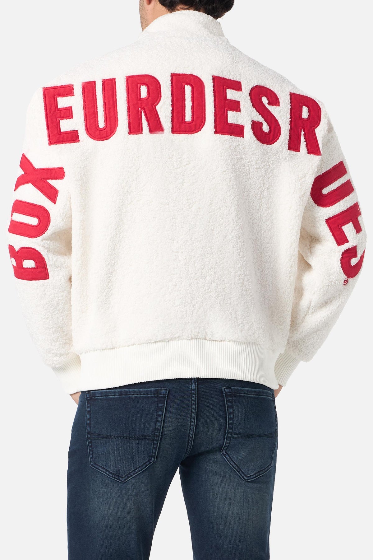 Sherpajacke Embroidered in Warm Blank Sweatjacken Boxeur des Rues