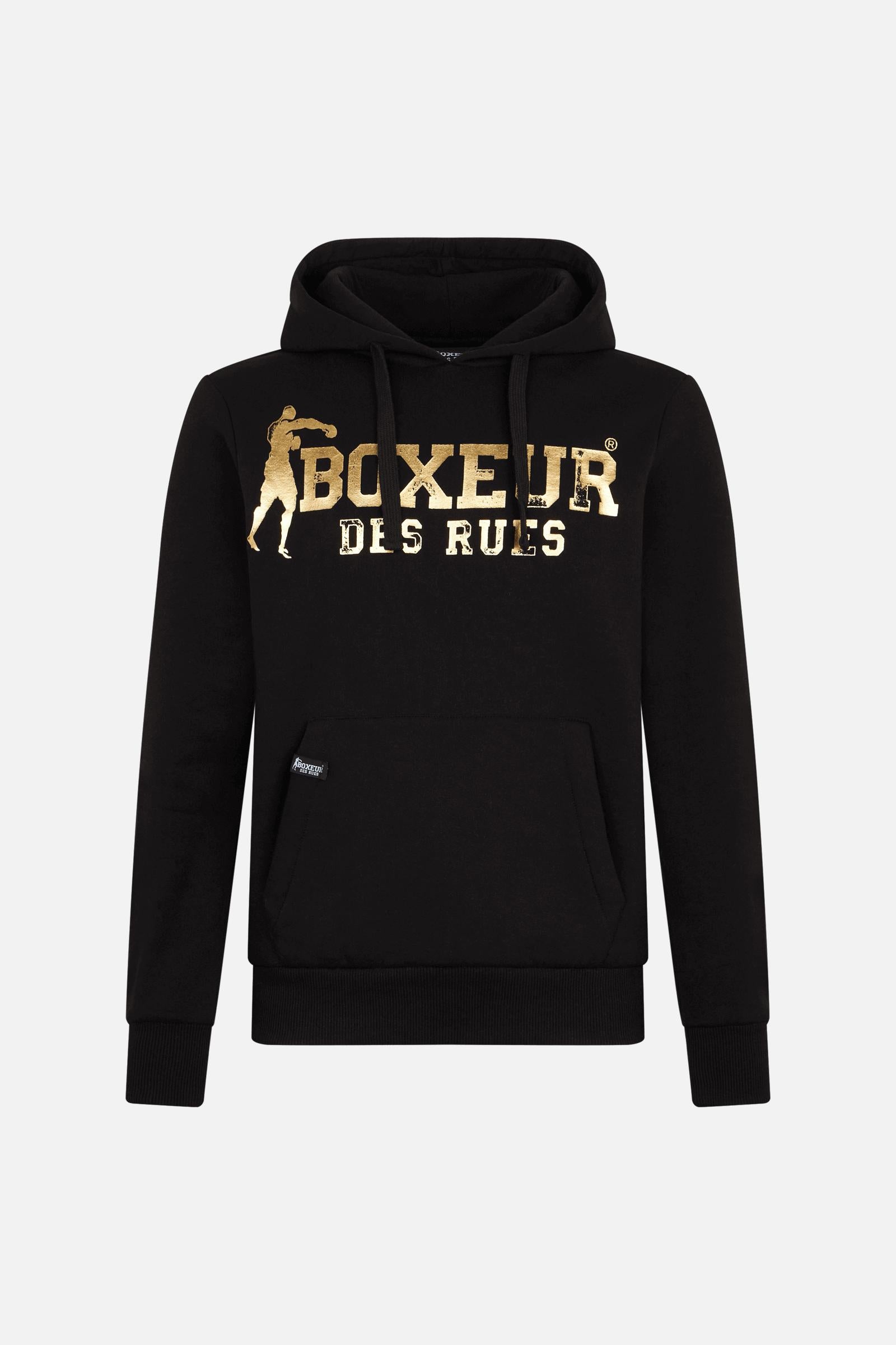 Man Hoodie Sweatshirt in Black-Gold Kapuzenpullover Boxeur des Rues   