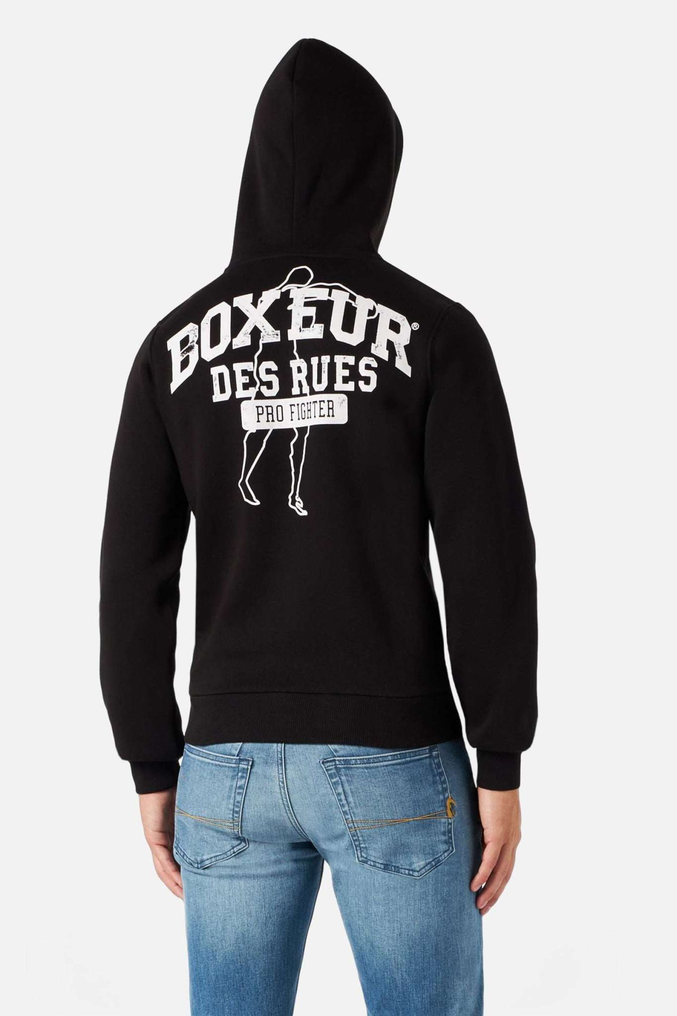 Man Hoodie Sweatshirt in Blackwhite Kapuzenpullover Boxeur des Rues   