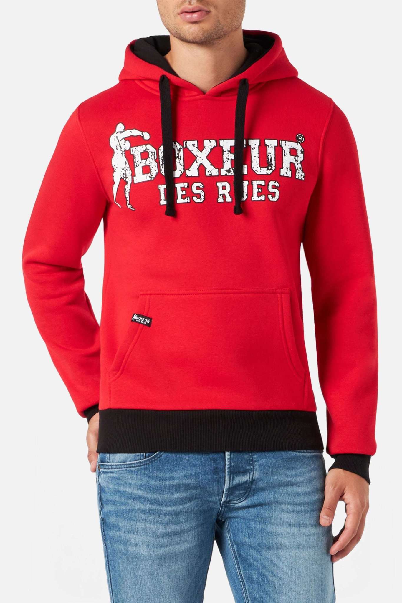 Man Hoodie Sweatshirt in Red Kapuzenpullover Boxeur des Rues   
