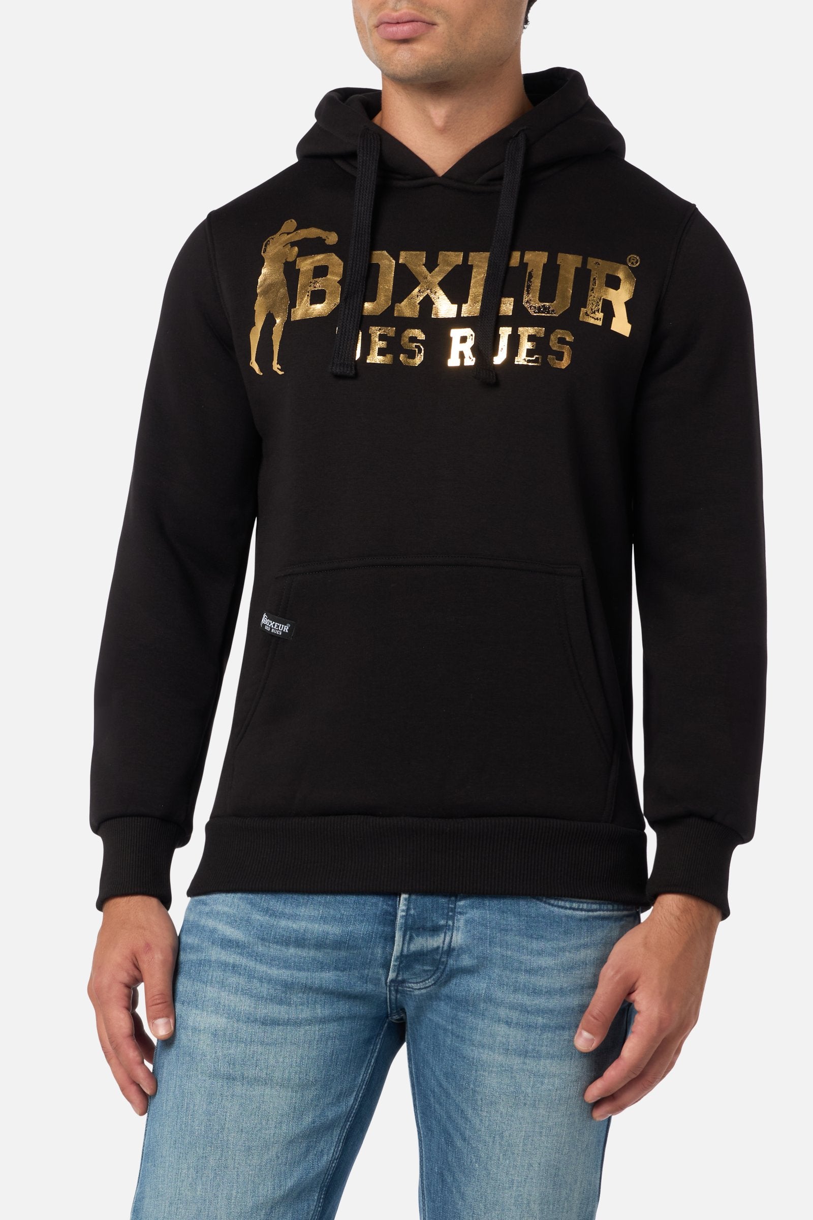 Hoodie Sweatshirt in Black-Gold Kapuzenpullover Boxeur des Rues   