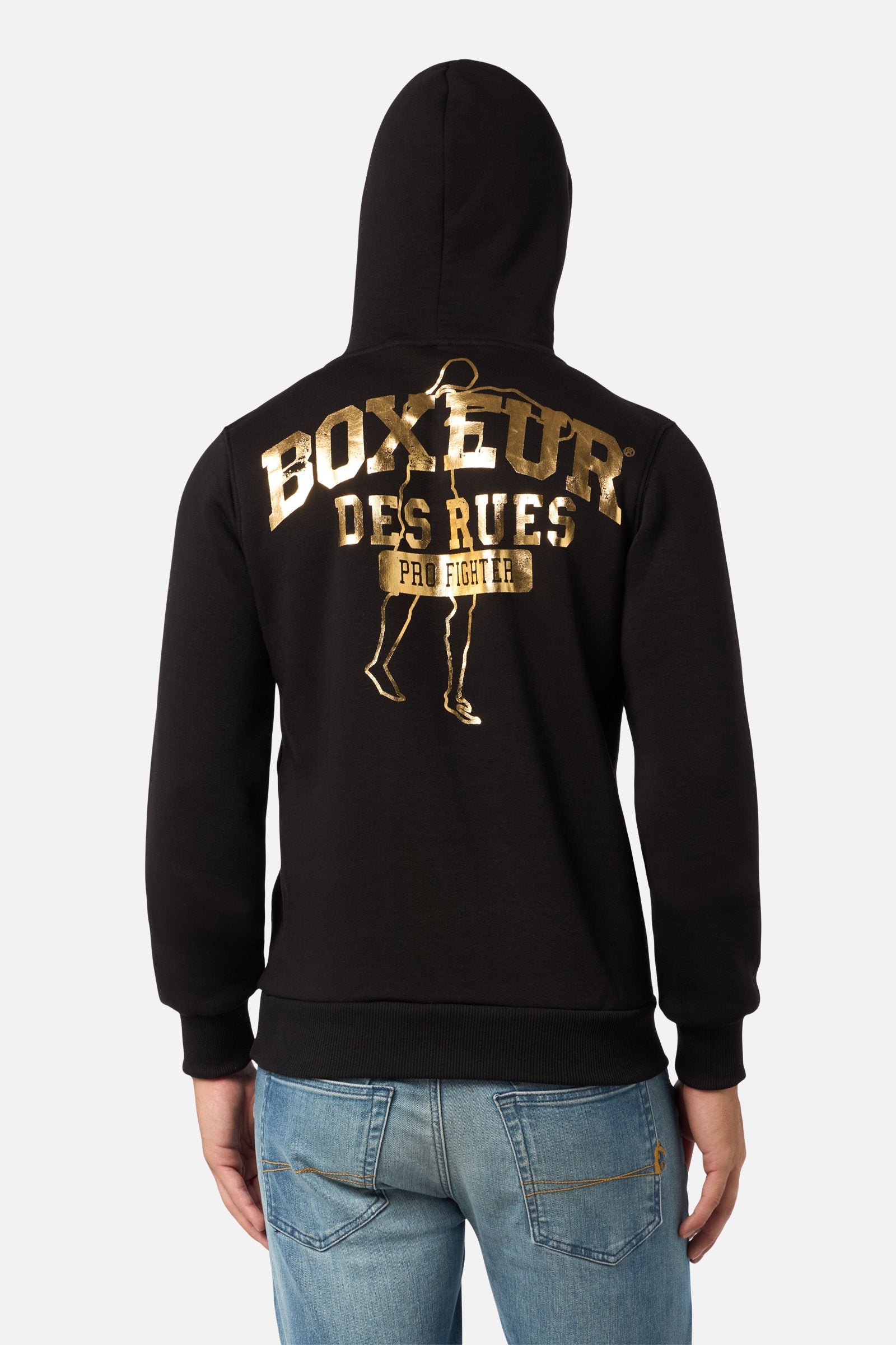 Hoodie Sweatshirt in Black-Gold Kapuzenpullover Boxeur des Rues   