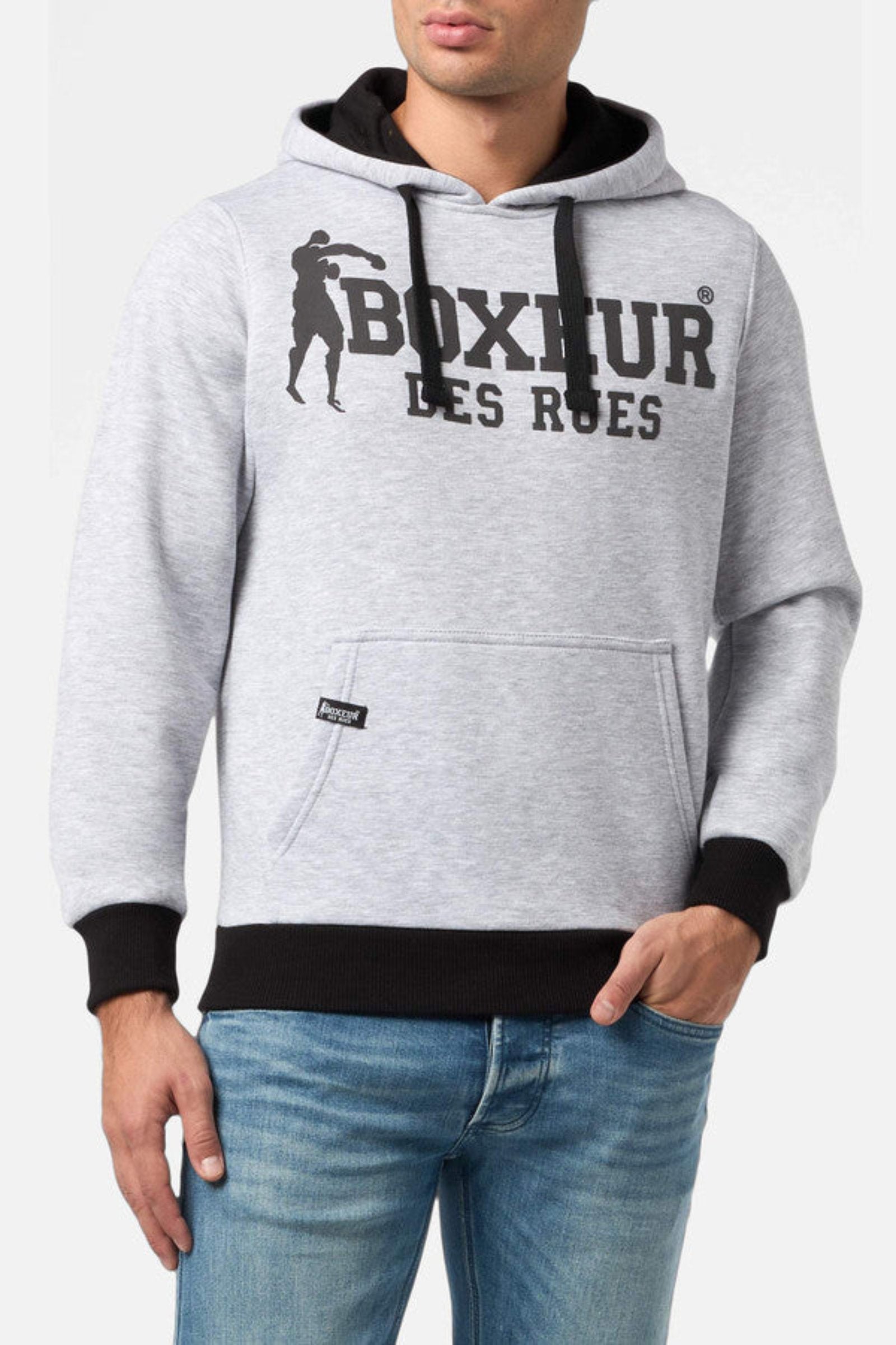 Hoodie Sweatshirt in Grey Mel Kapuzenpullover Boxeur des Rues   