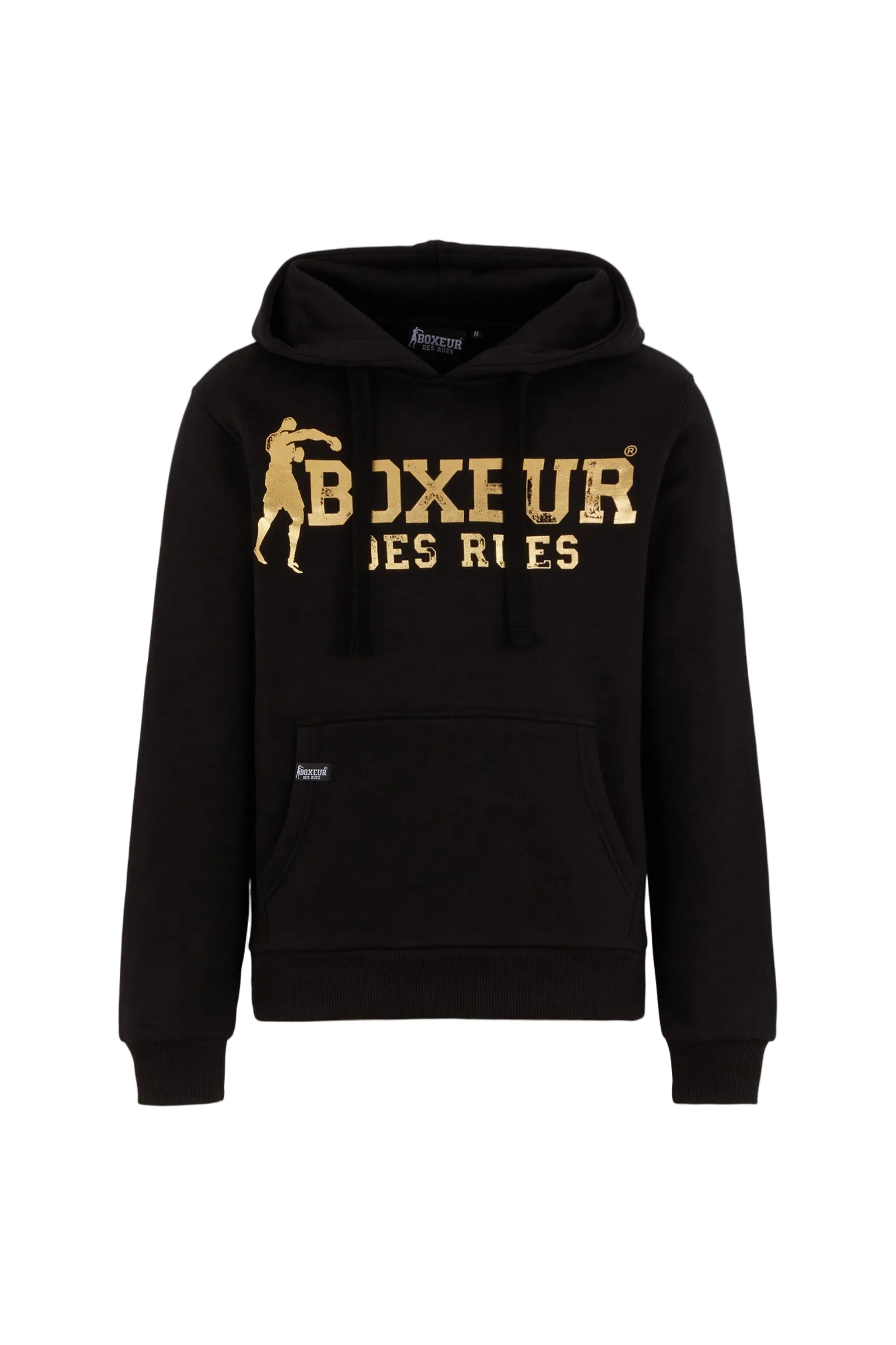 Hooded Full Zip Sweatshirt in Black-Gold
