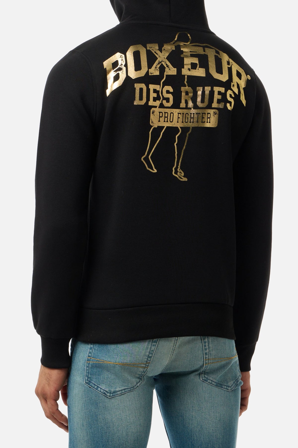 Sweatjacke Hooded Full Zip in Black-Gold Sweatjacken Boxeur des Rues