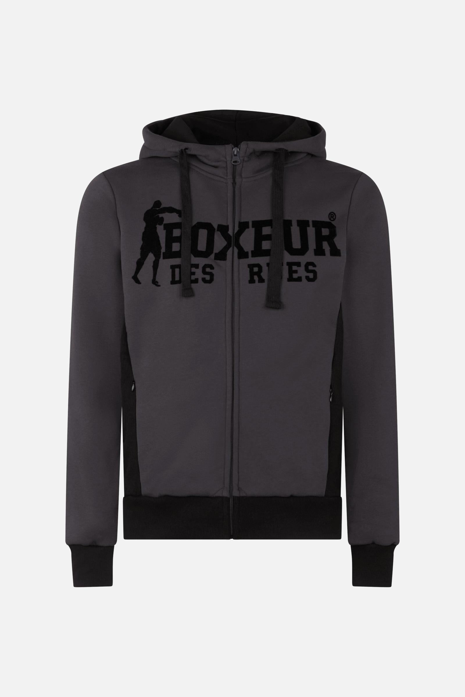Hooded Full Zip Sweatshirt in Anthracite Sweatjacken Boxeur des Rues   