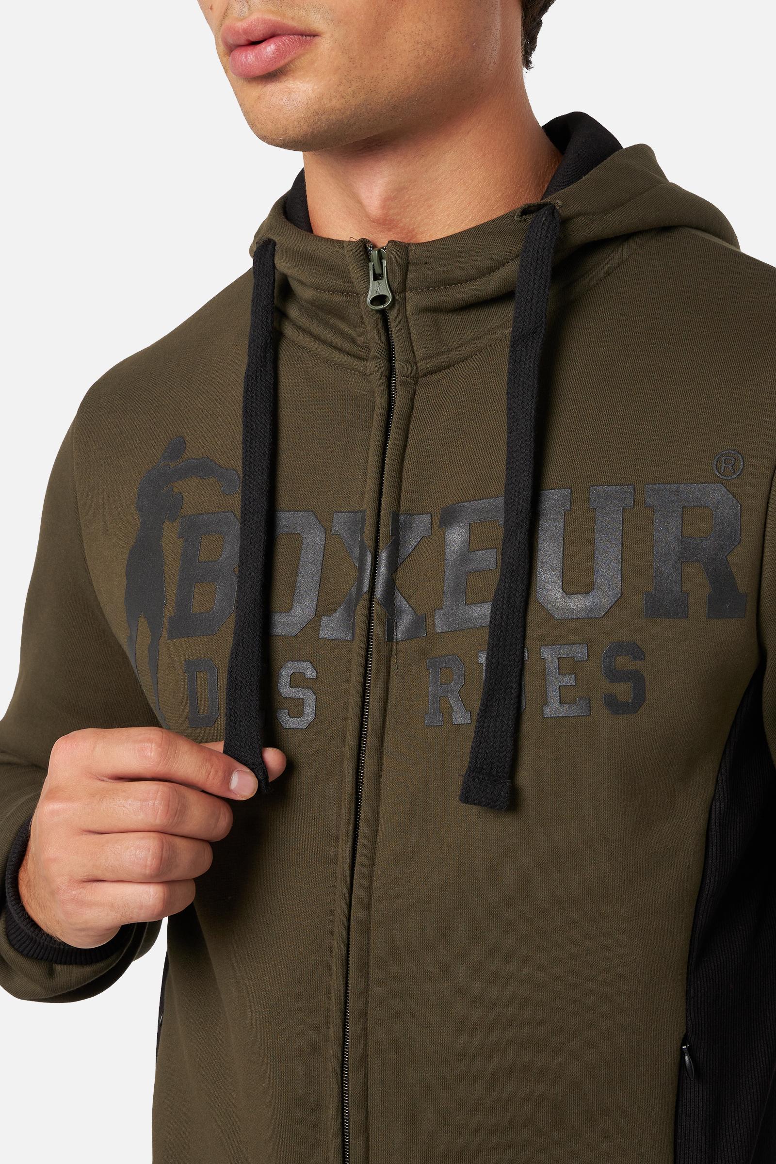 Hooded Full Zip Sweatshirt in Army Sweatjacken Boxeur des Rues   