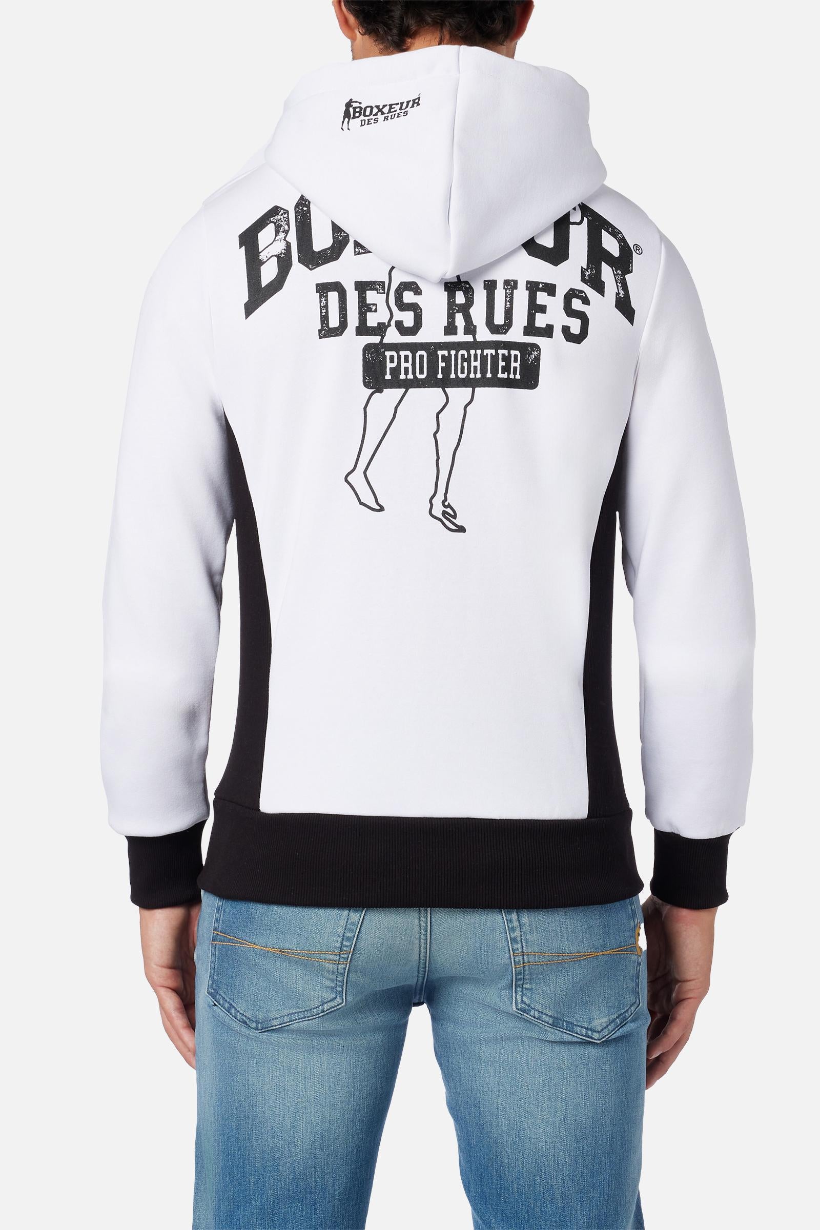 Hooded Full Zip Sweatshirt in Whiteblack Sweatjacken Boxeur des Rues   