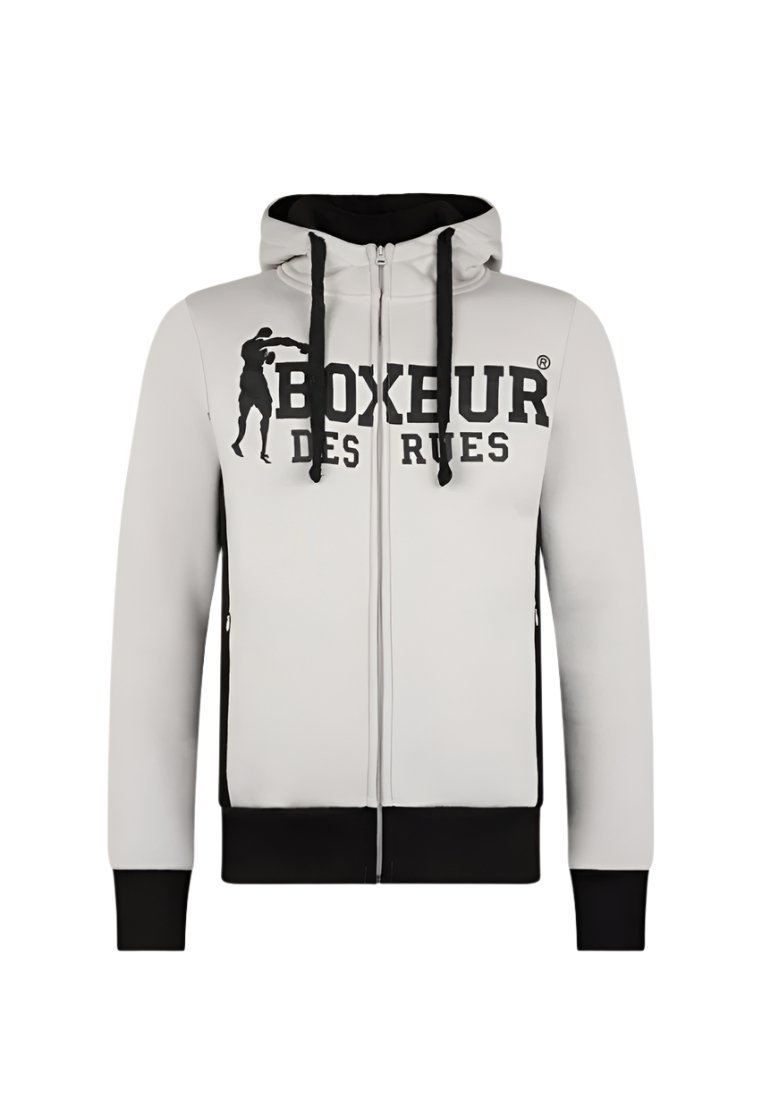 Hooded Full Zip Sweatshirt in Grey Sweatjacken Boxeur des Rues   