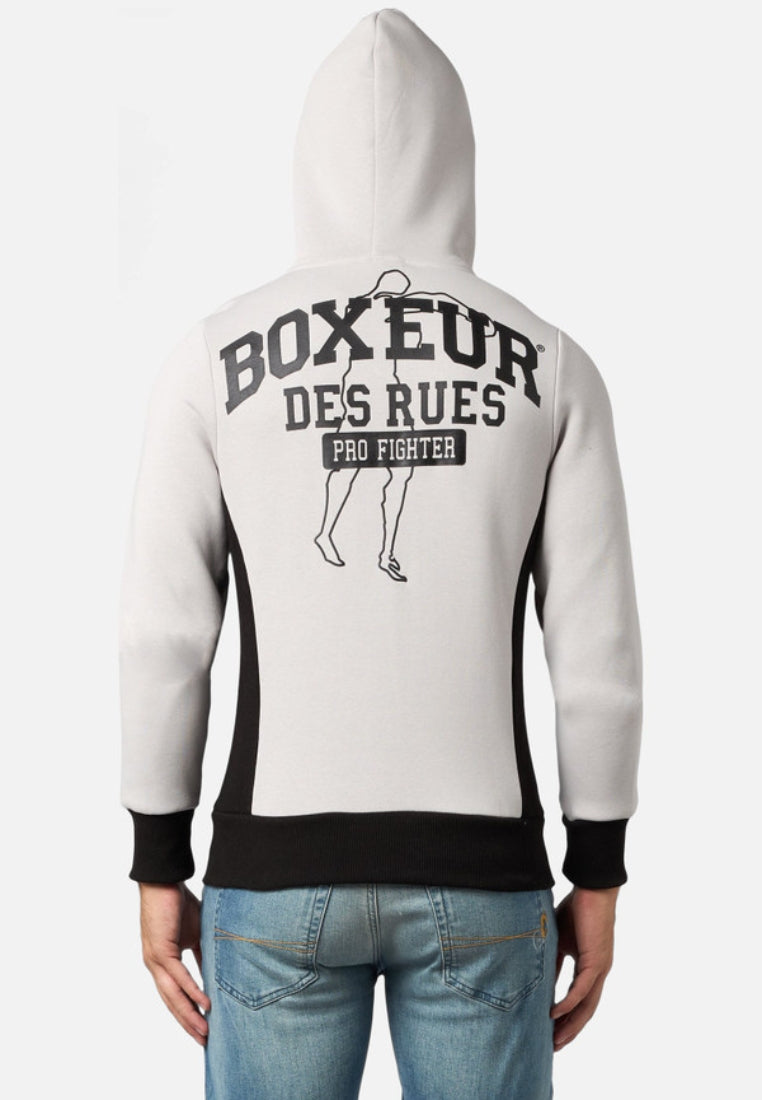 Hooded Full Zip Sweatshirt in Grey Sweatjacken Boxeur des Rues   