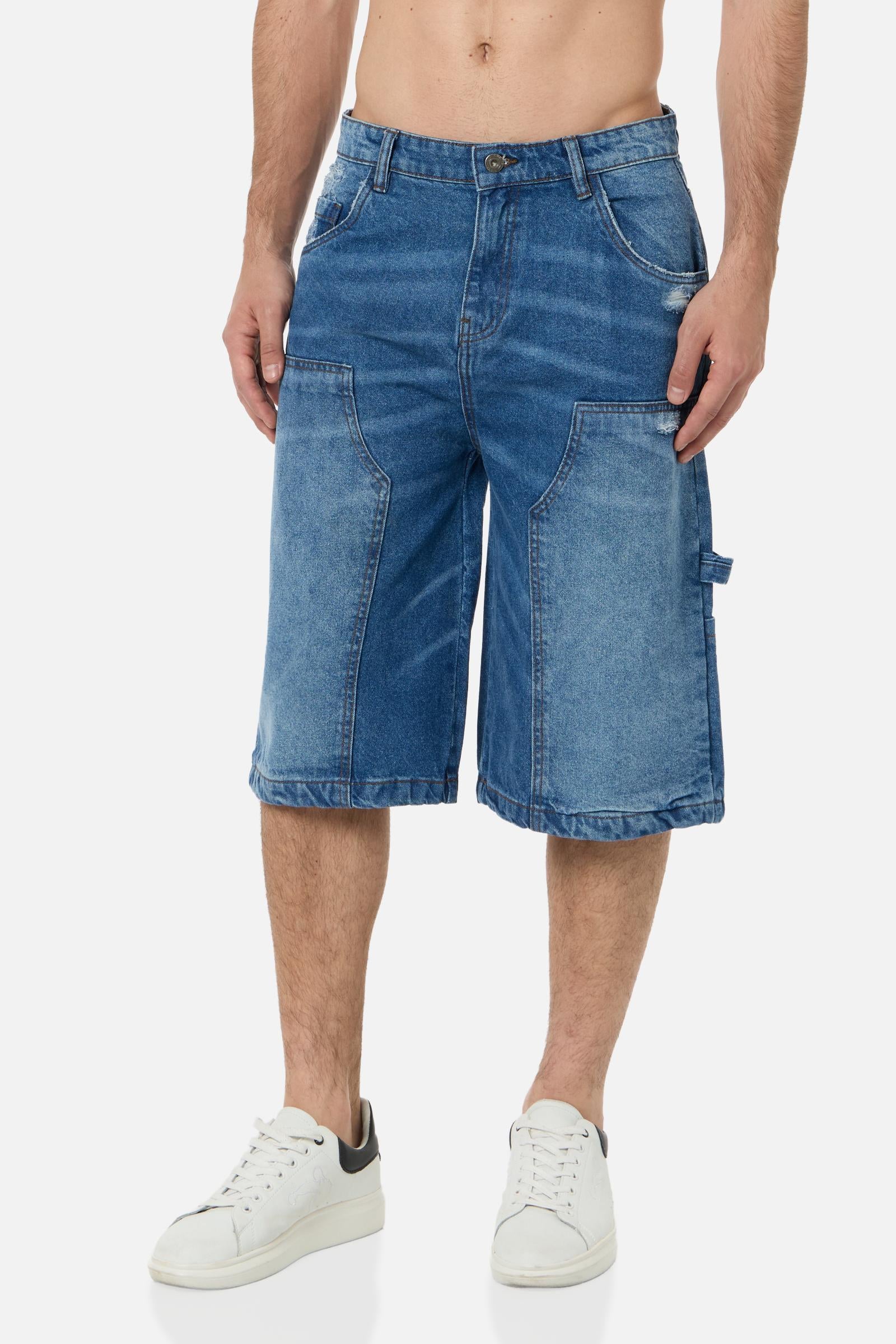 Double Knee Carpenter Jeans in Medium Blue Jeansshorts Boxeur des Rues