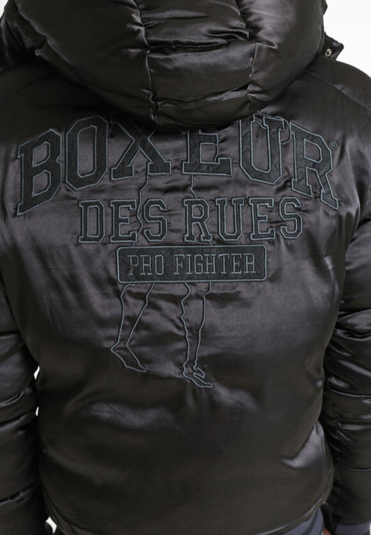 Satin Bomber Jacket in Black Jacken Boxeur des Rues