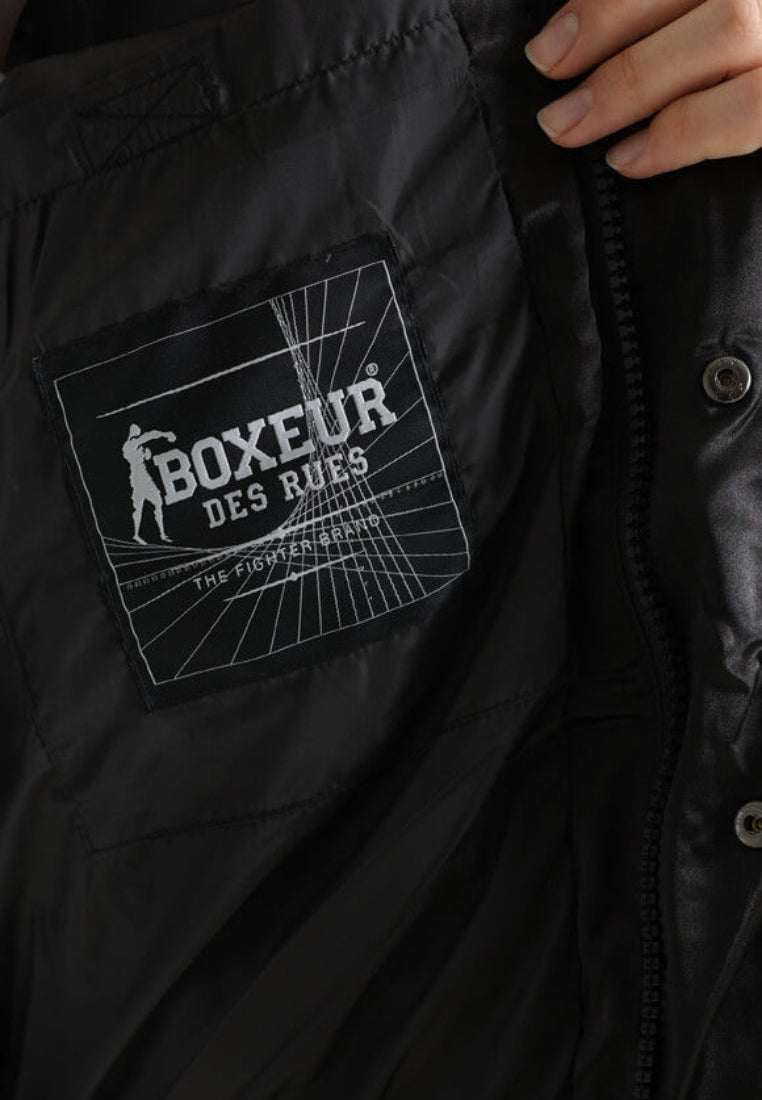 Satin Bomber Jacket in Black Jacken Boxeur des Rues