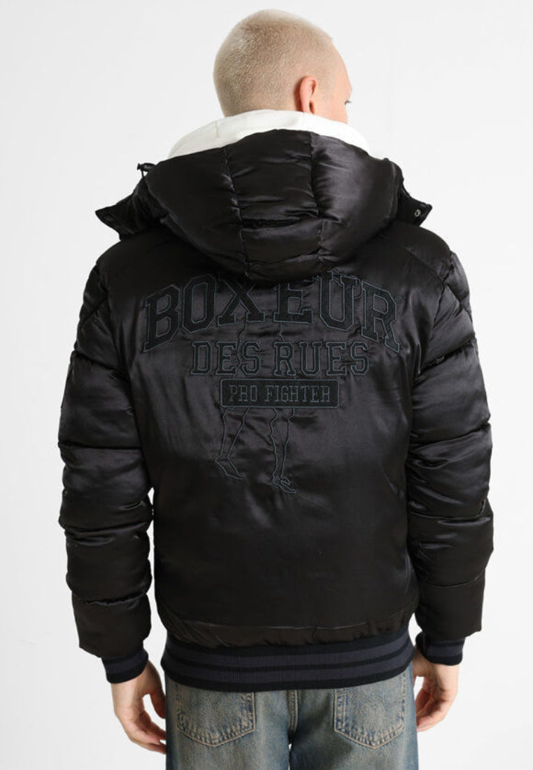 Satin Bomber Jacket in Black Jacken Boxeur des Rues