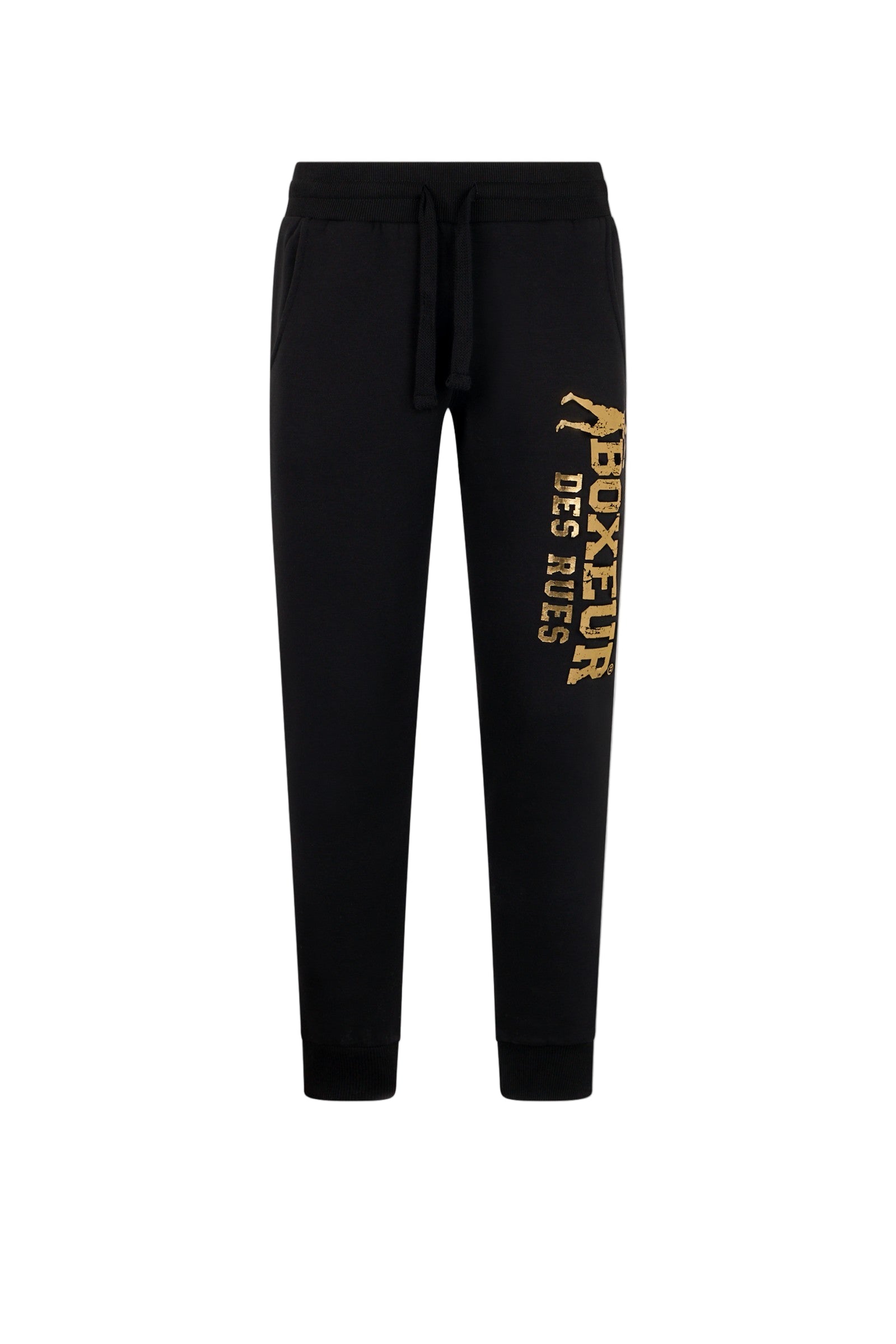 Slim Fit Sweatpant With Logo in Black-Gold Hosen Boxeur des Rues