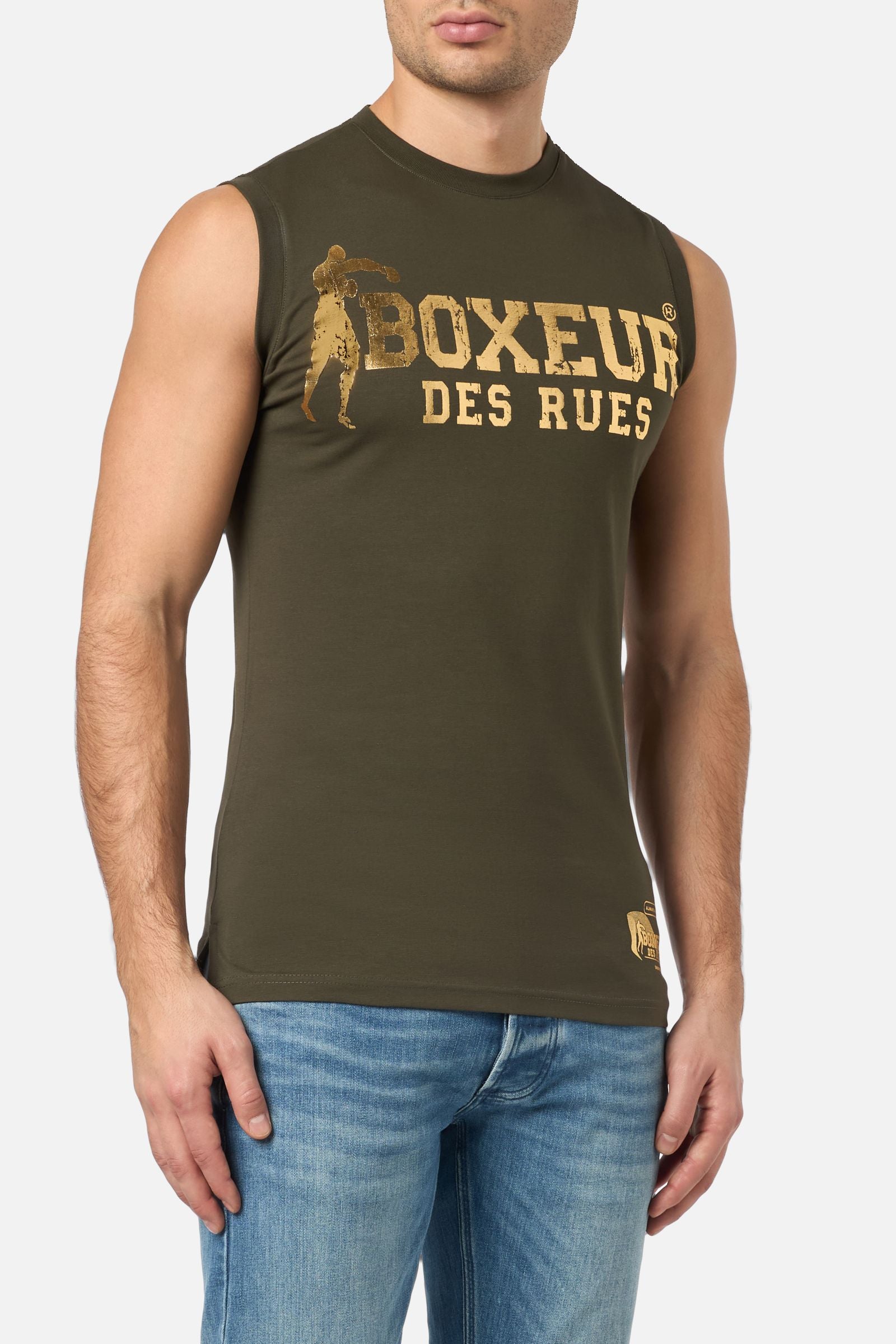 Basic Printed Tank Top in Army Tops Boxeur des Rues   