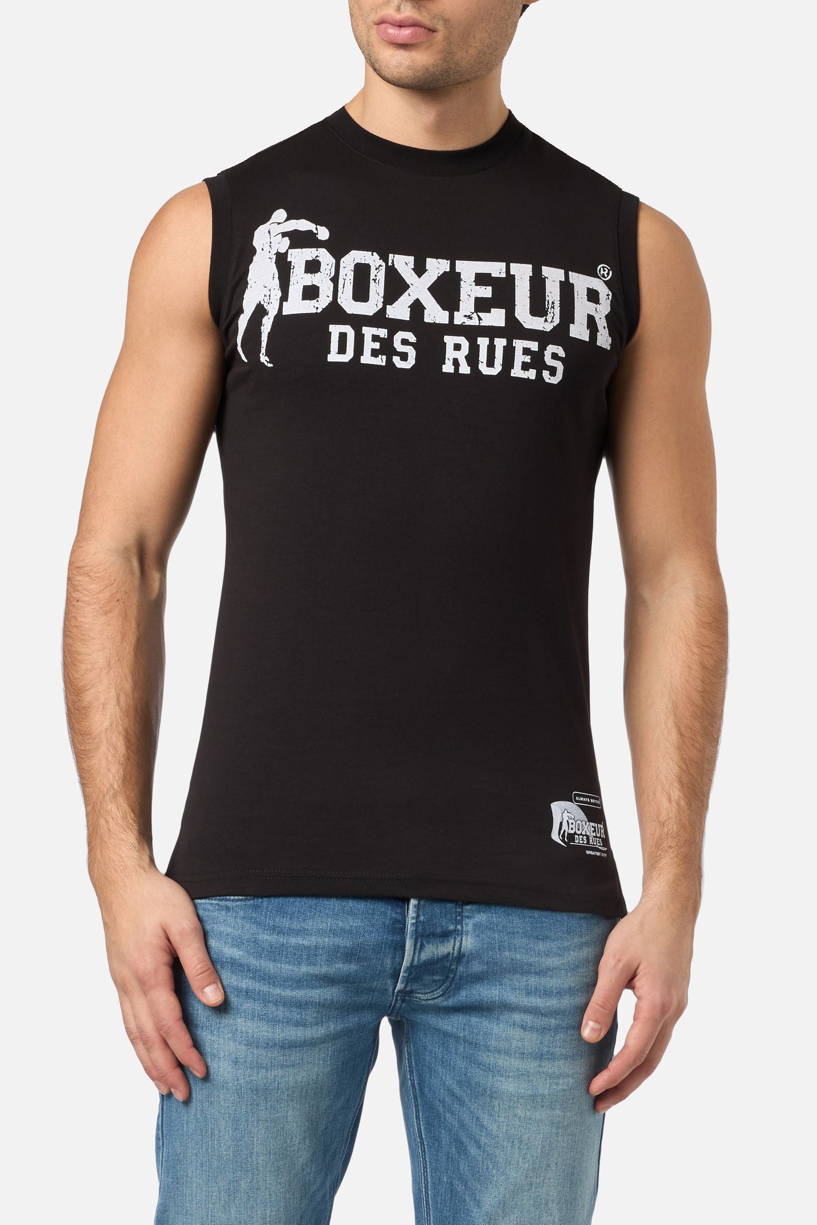 Basic Printed Tank Top in Black-White Tops Boxeur des Rues   