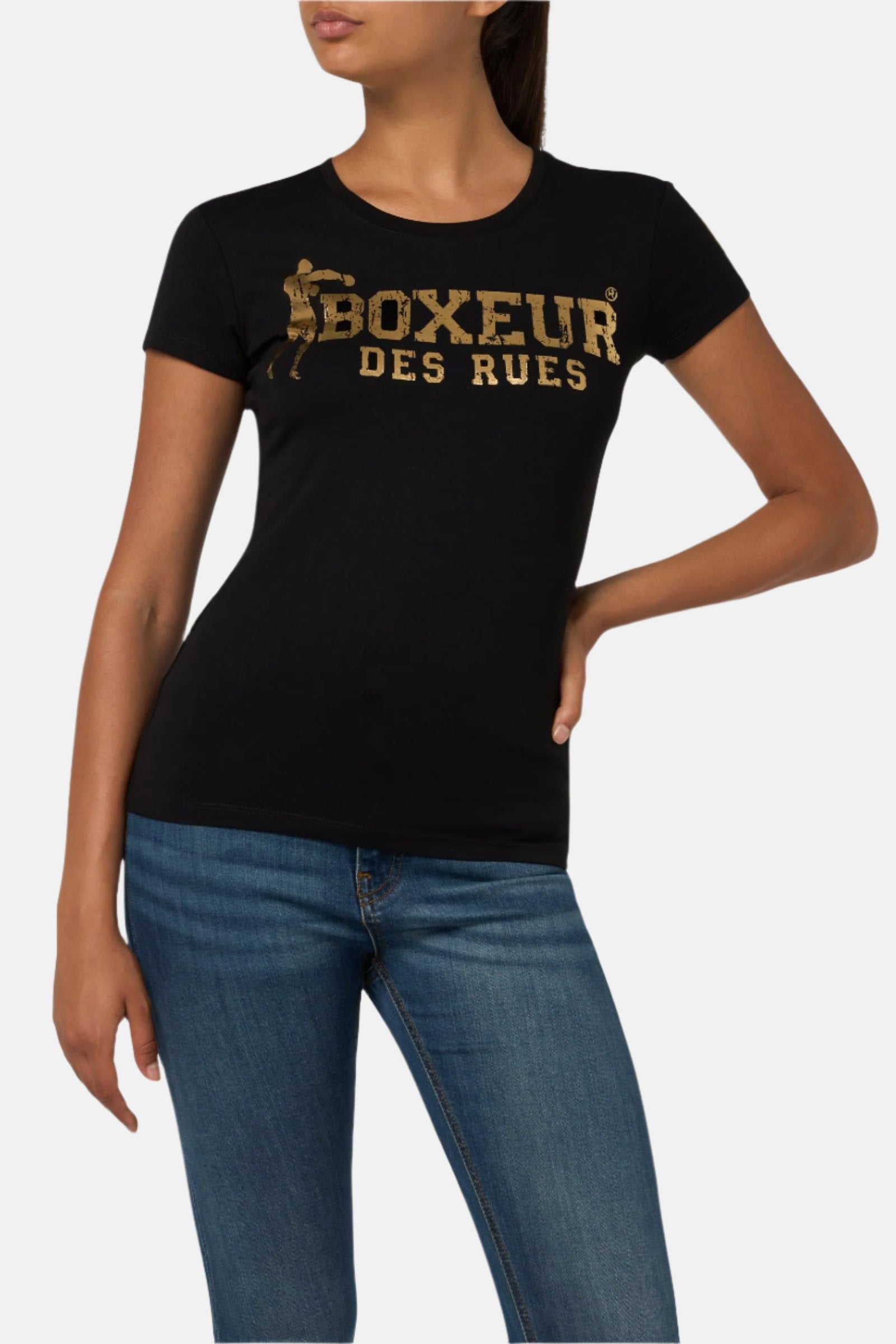 Iconic Logo T-Shirt in Black-Gold T-Shirts Boxeur des Rues   