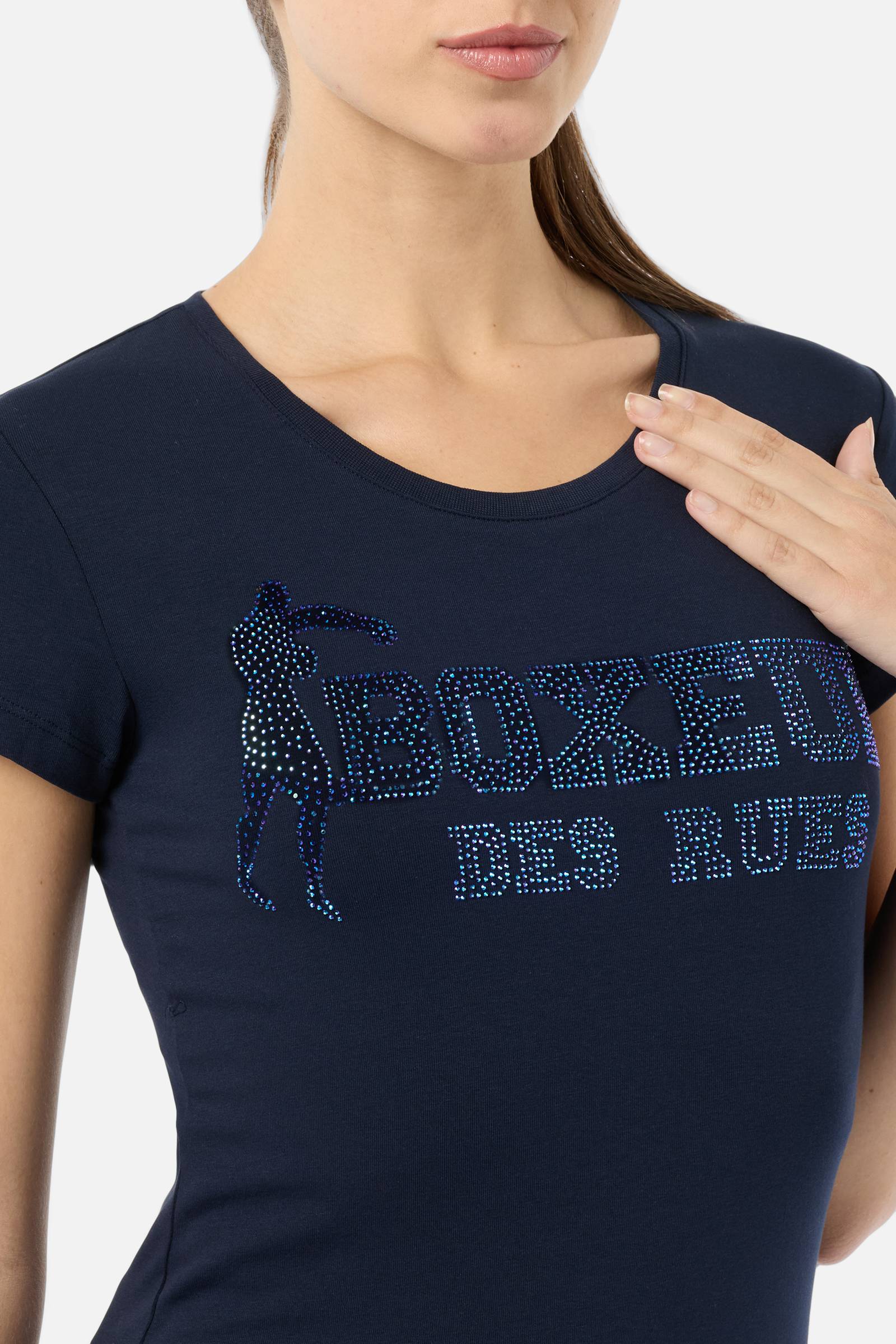 Rhinestone Logo T-Shirt in Midnight