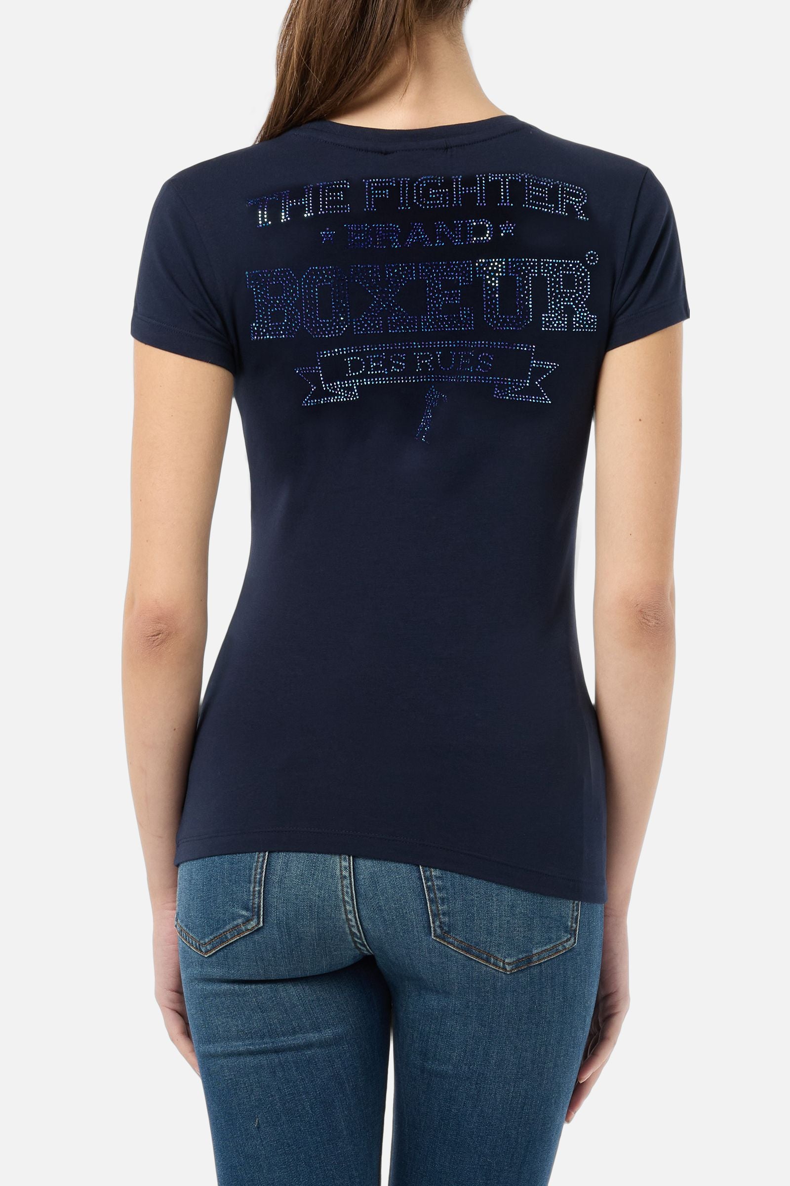 Rhinestone Logo T-Shirt in Midnight