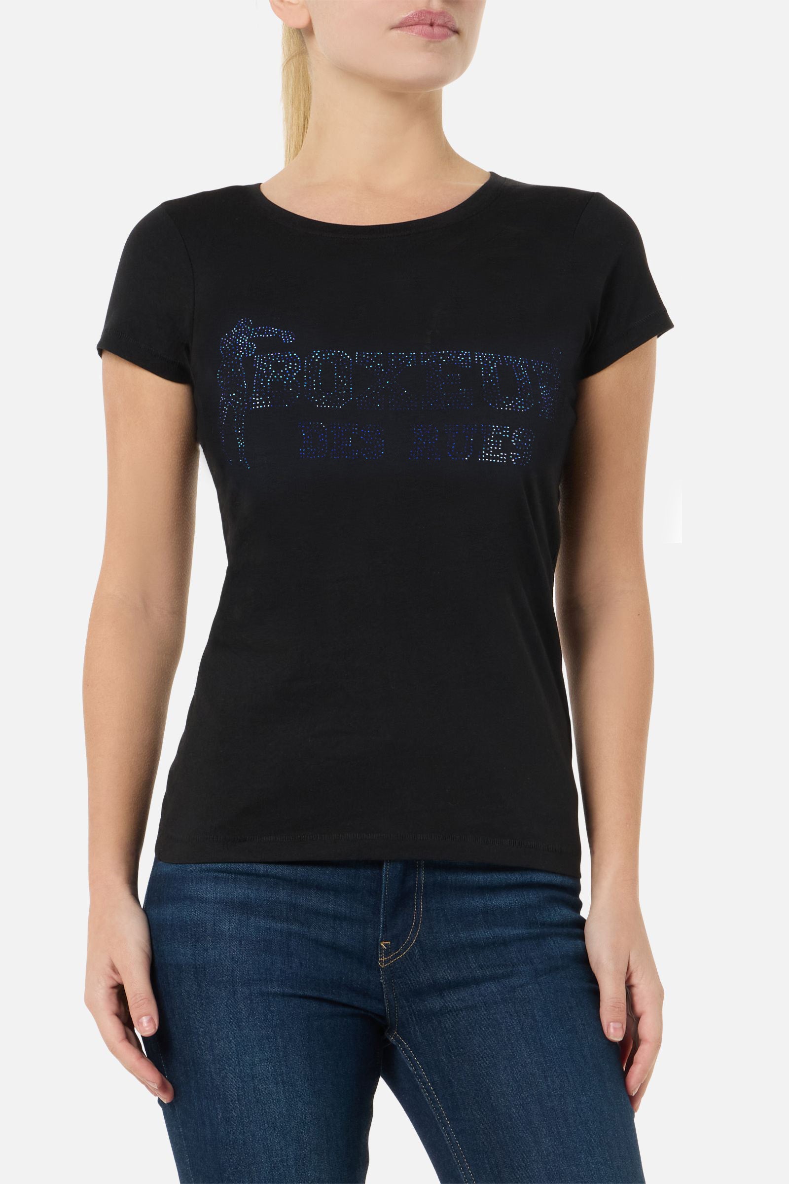 Rhinestone Logo T-Shirt in Black