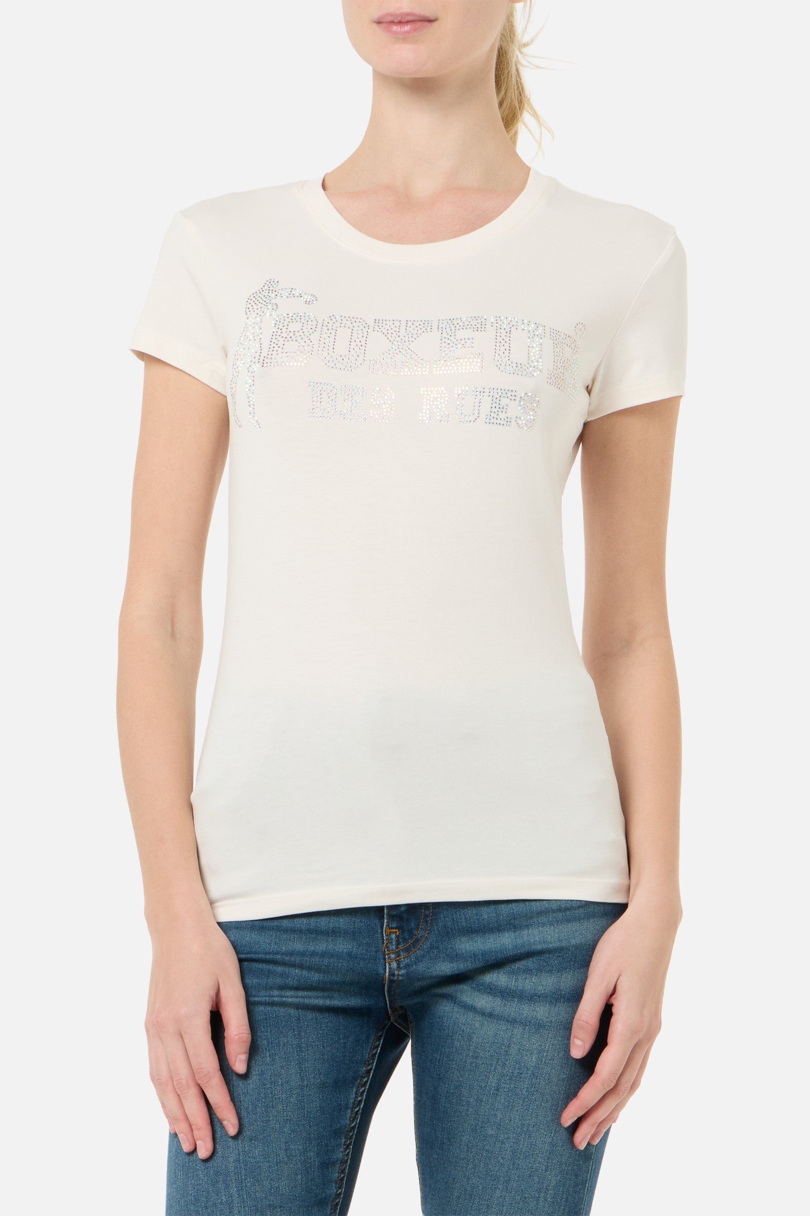 Rhinestone Logo T-Shirt in Butter T-Shirts Boxeur des Rues