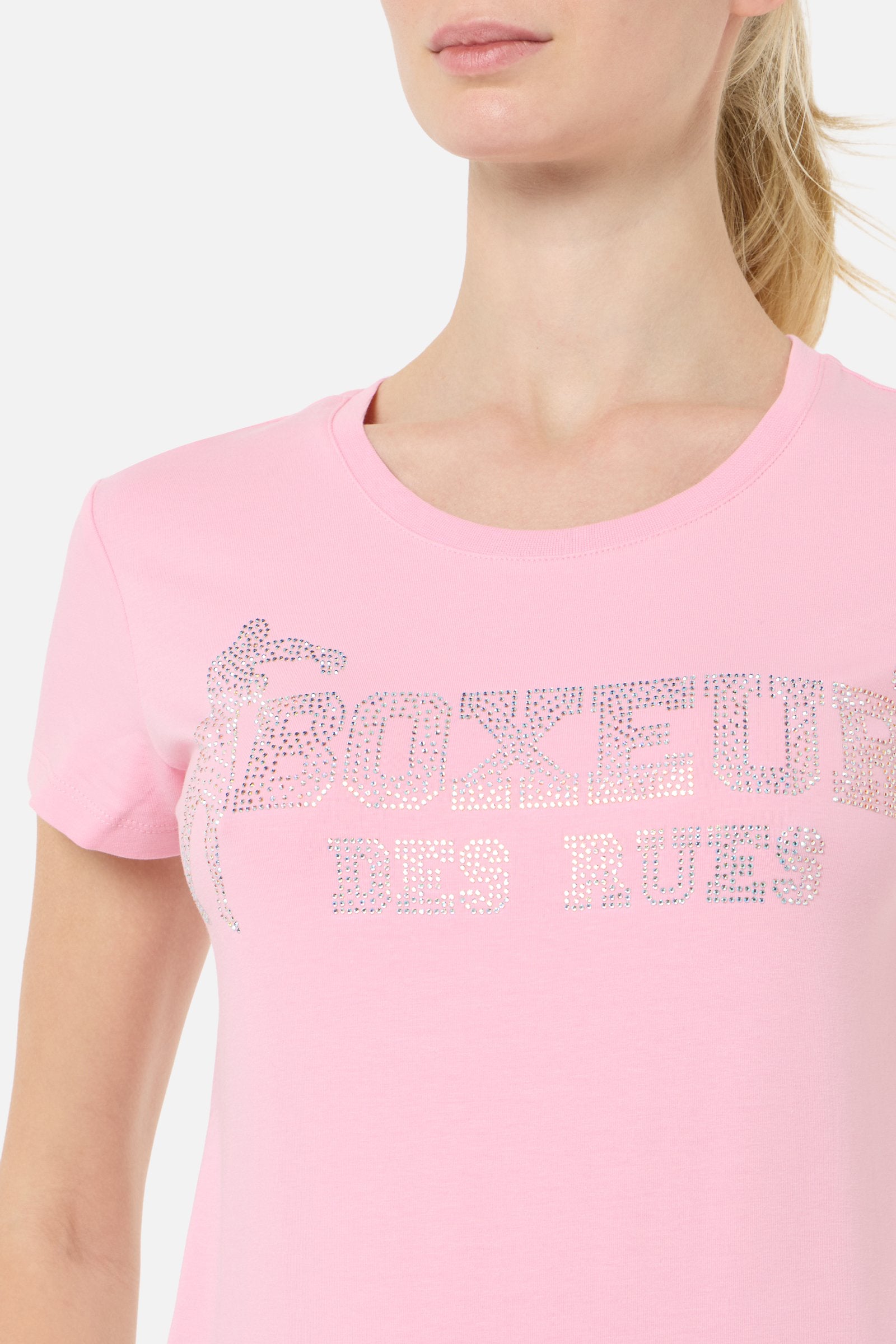 Rhinestone Logo T-Shirt in Candy Pink T-Shirts Boxeur des Rues