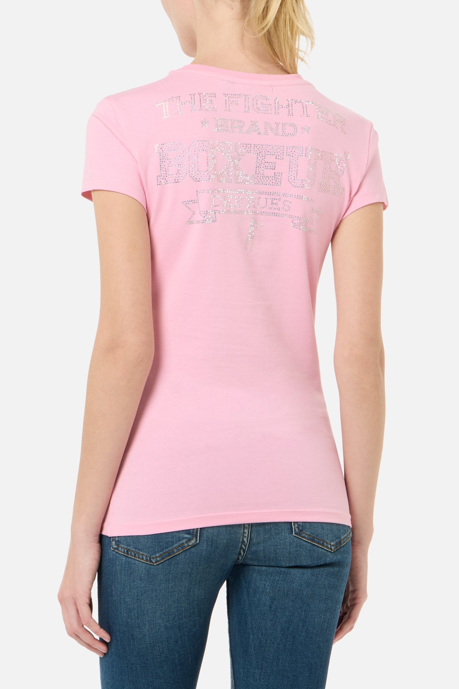 Rhinestone Logo T-Shirt in Candy Pink T-Shirts Boxeur des Rues