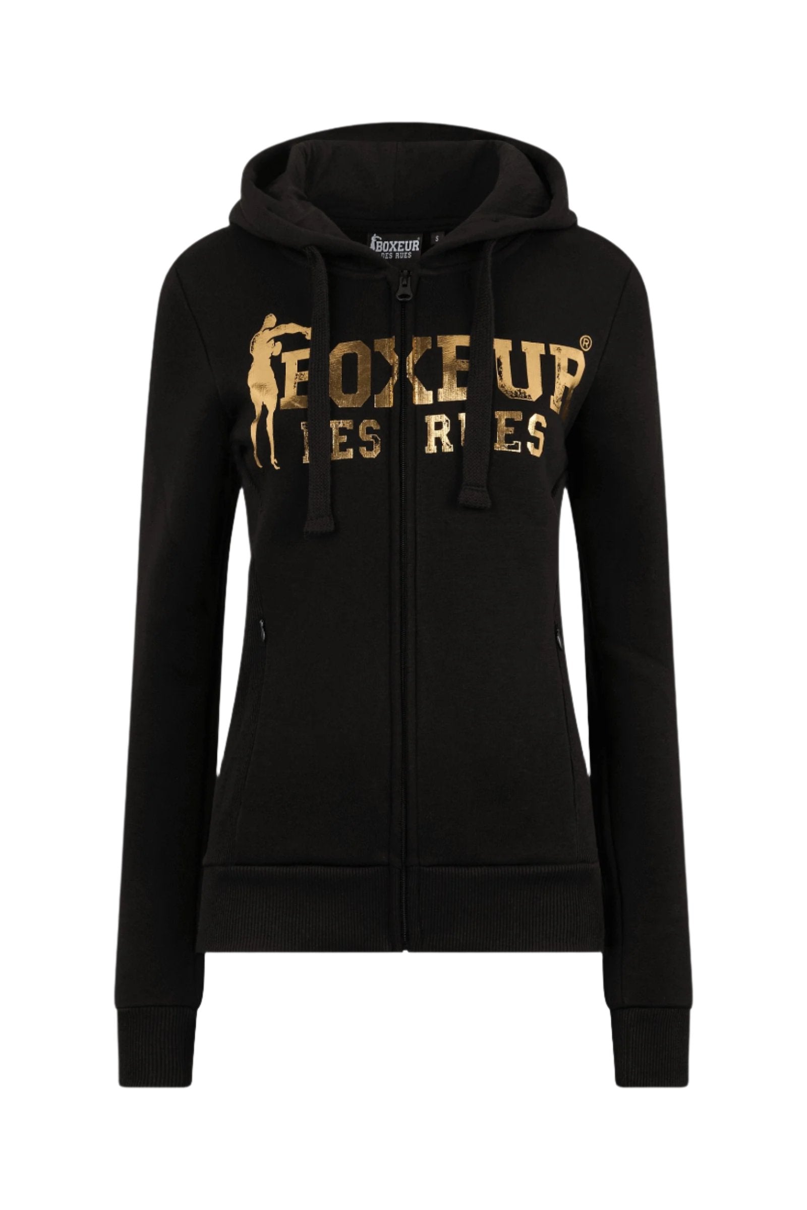 Basic Logo Full Zip Sweatshirt in Black-Gold Sweatjacken Boxeur des Rues   