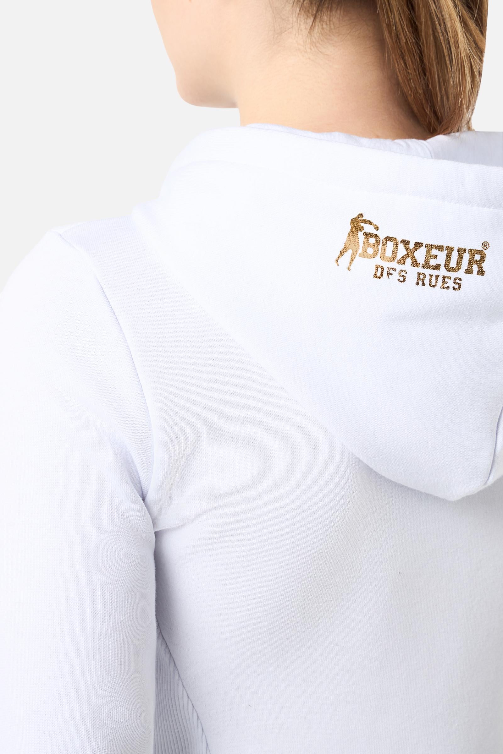 Basic Logo Full Zip Sweatshirt in White-Gold Sweatjacken Boxeur des Rues