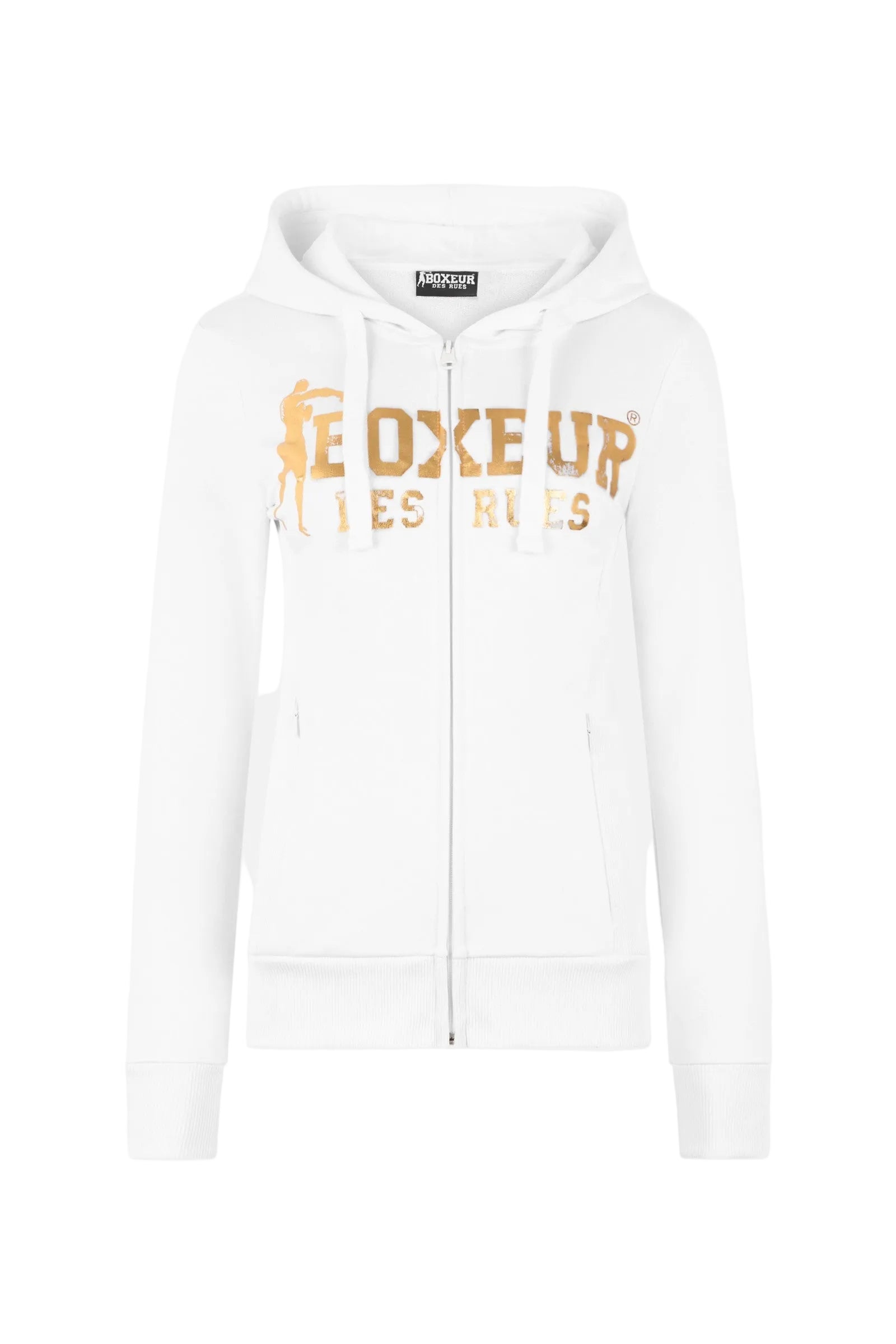 Basic Logo Full Zip Sweatshirt in White-Gold Sweatjacken Boxeur des Rues