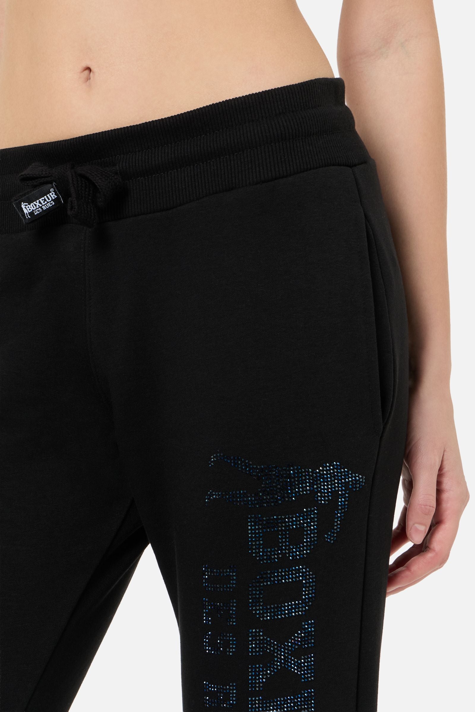 Rhinestone Regular Jogger in Black Hosen Boxeur des Rues