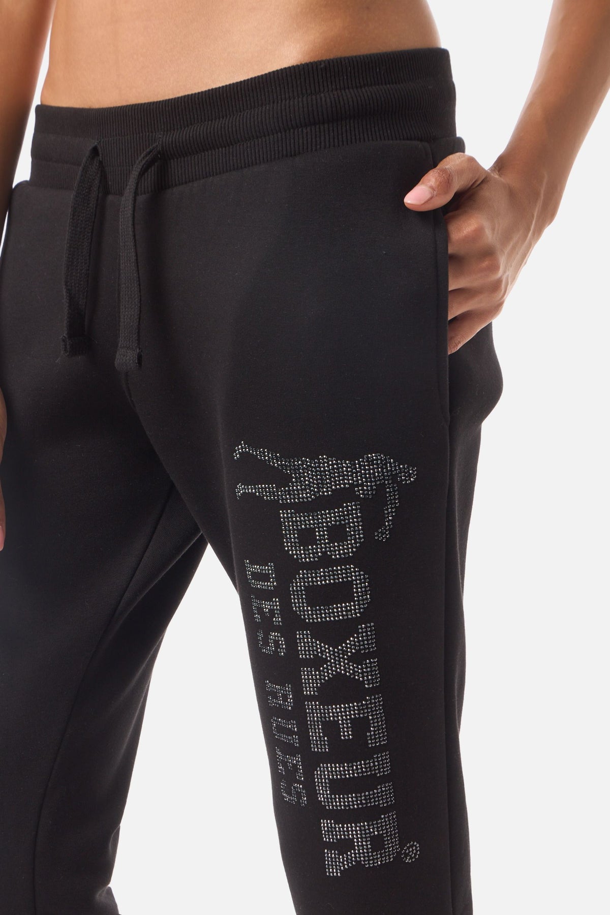 Jogginghose Rhinestone Regular in Black Hosen Boxeur des Rues