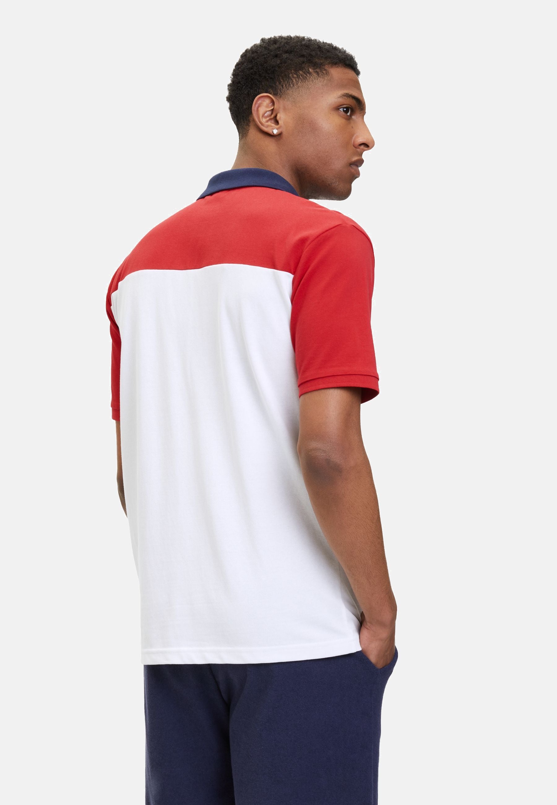 Lianshan Blocked Polo Shirt in Bright White True Red Polos Fila   