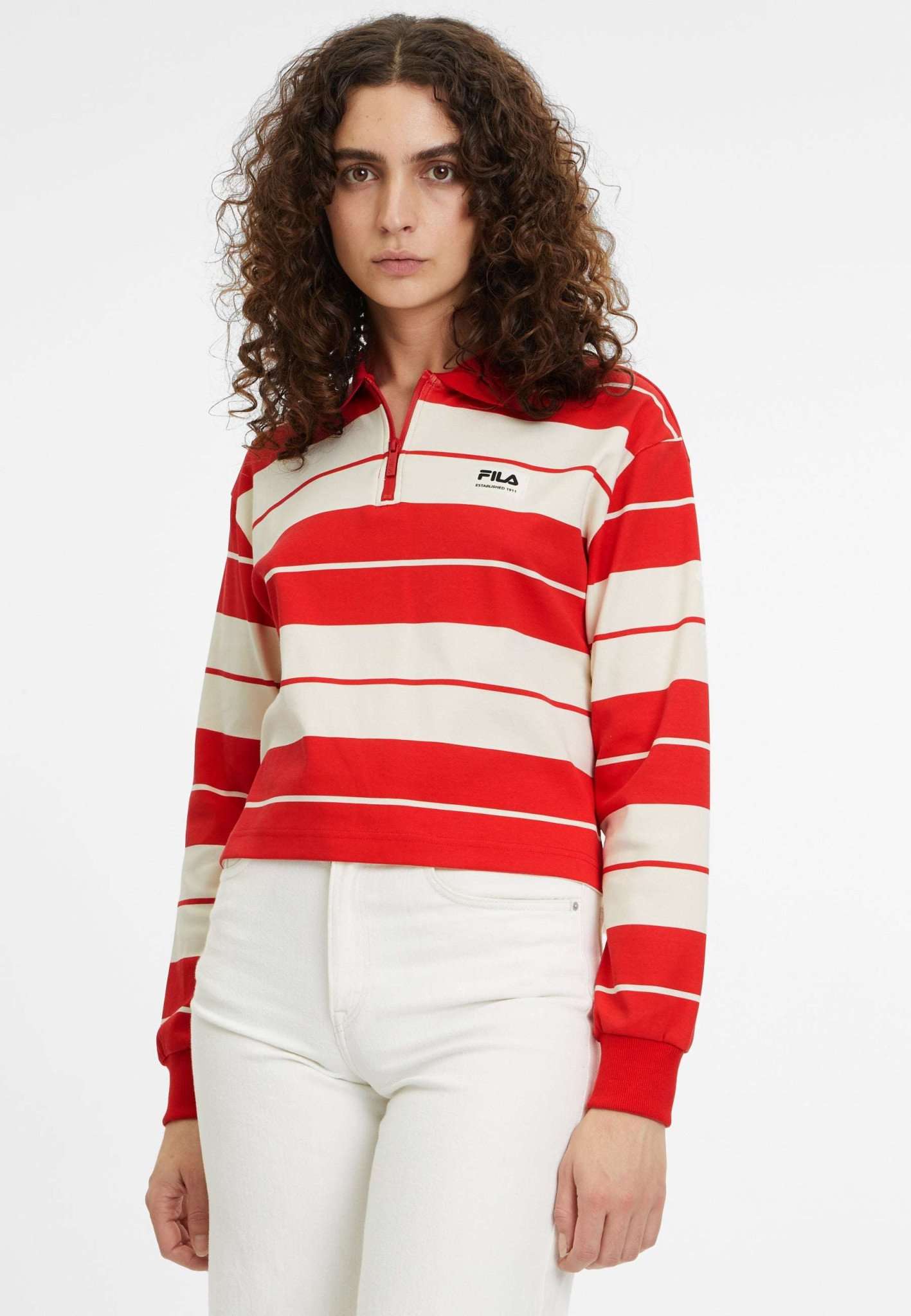 Tacna in True Red / Whitecap Gray Striped Hemden Fila   
