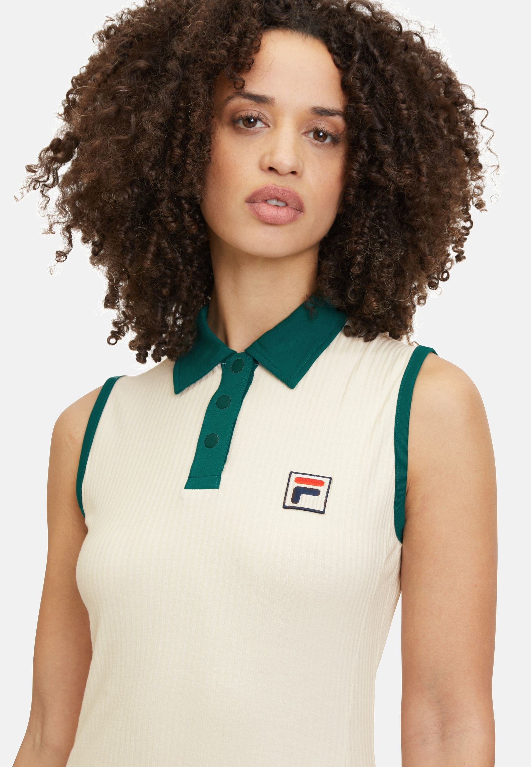 Lahore Ribbed Polo Dress in Antique White Kleider Fila   
