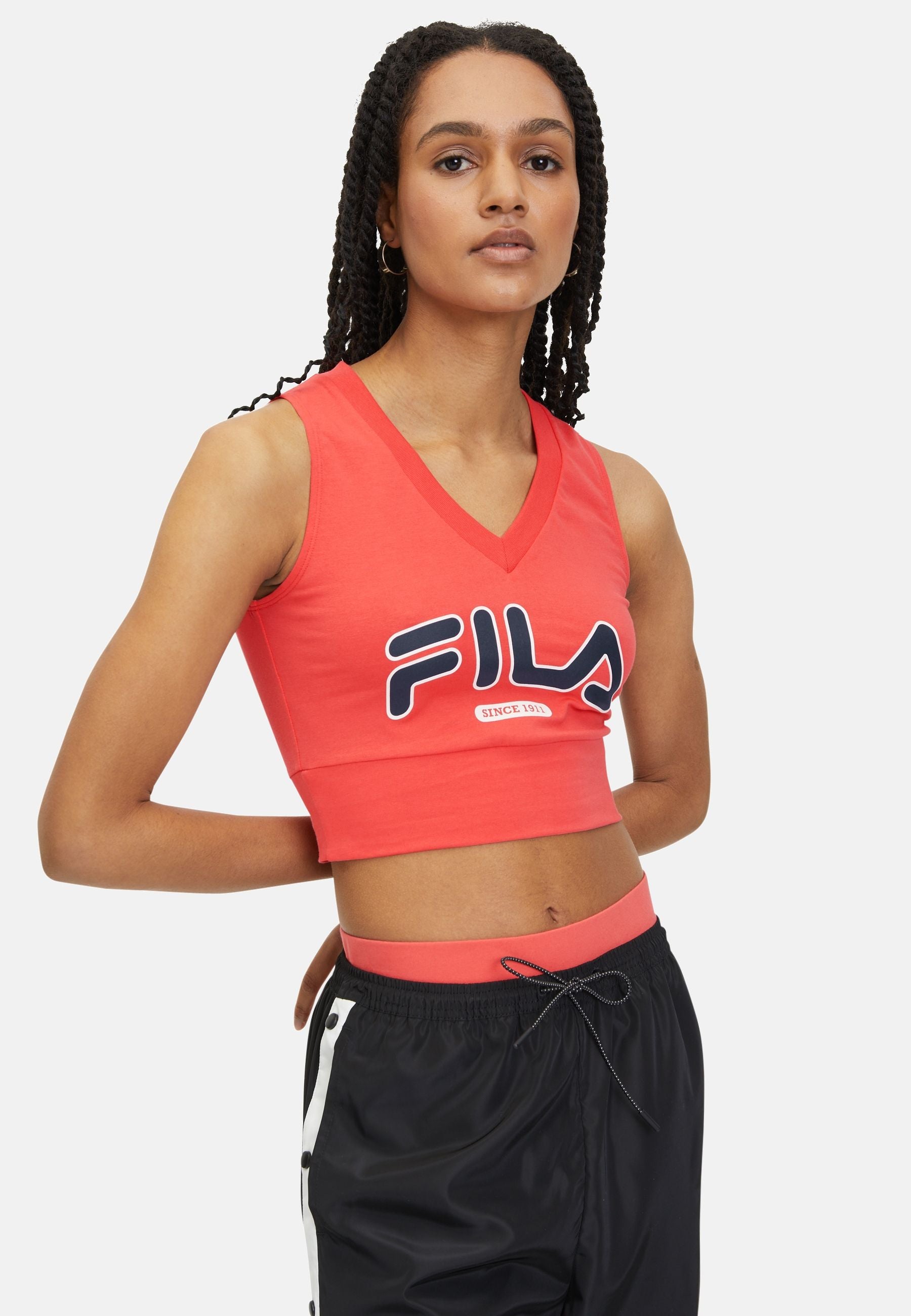 Laixi Cropped V-Neck Top in Cayenne Tops Fila   