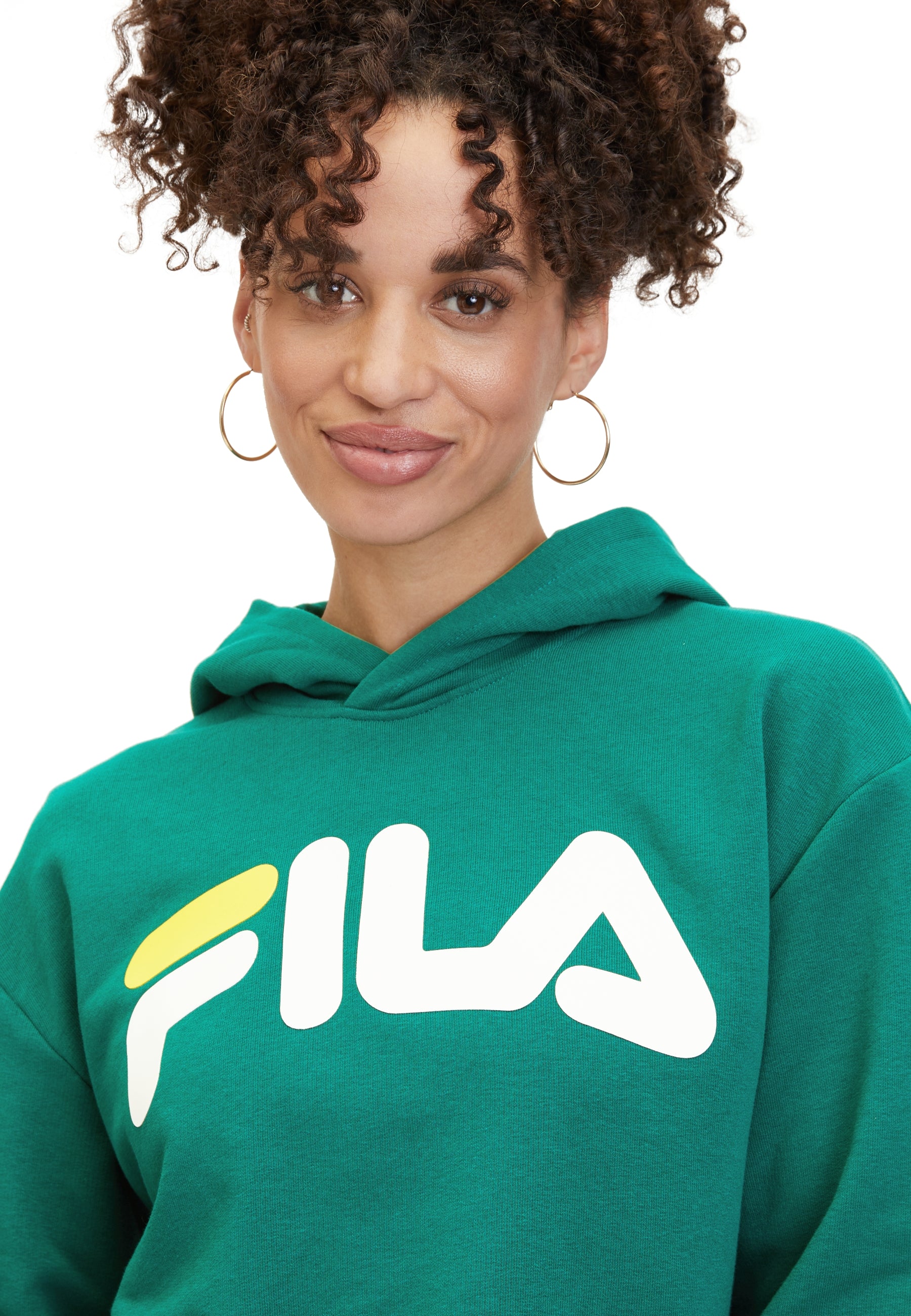 Lafia Cropped Logo Hoody in Aventurine Sweatshirts Fila   