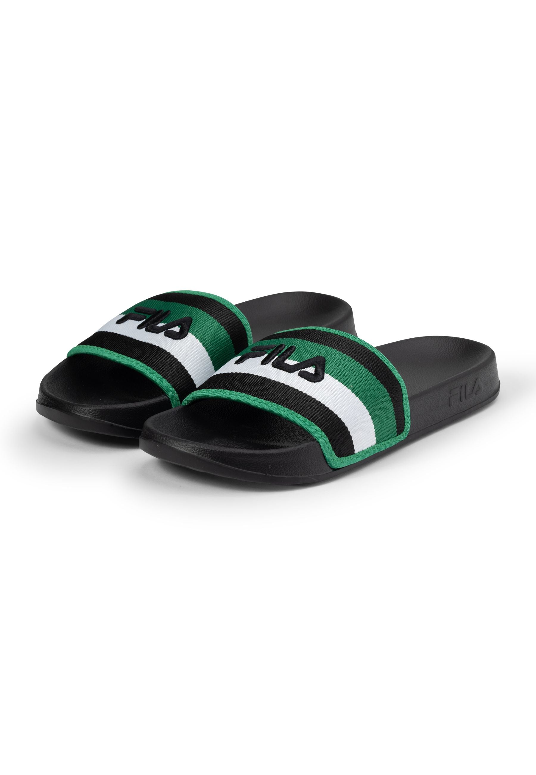 Morro Bay Stripes Slipper in Black-Verdant Green Slippers Fila   