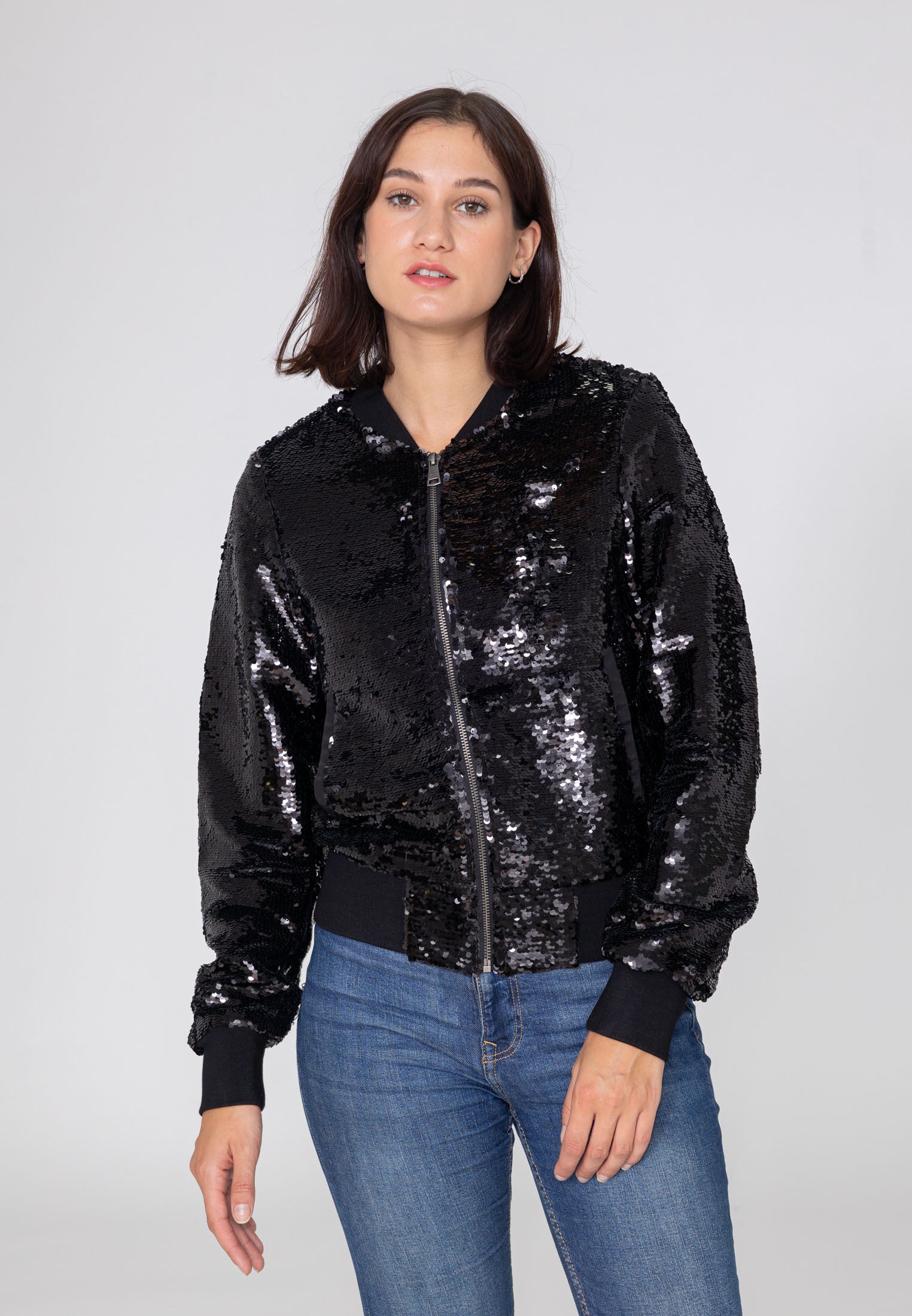 Glitter W Bomberjacke in Black Jacken Bombers Original   