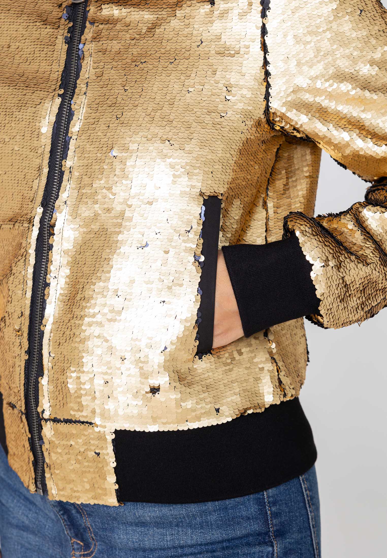 Glitter W Bomberjacke in Gold Jacken Bombers Original   