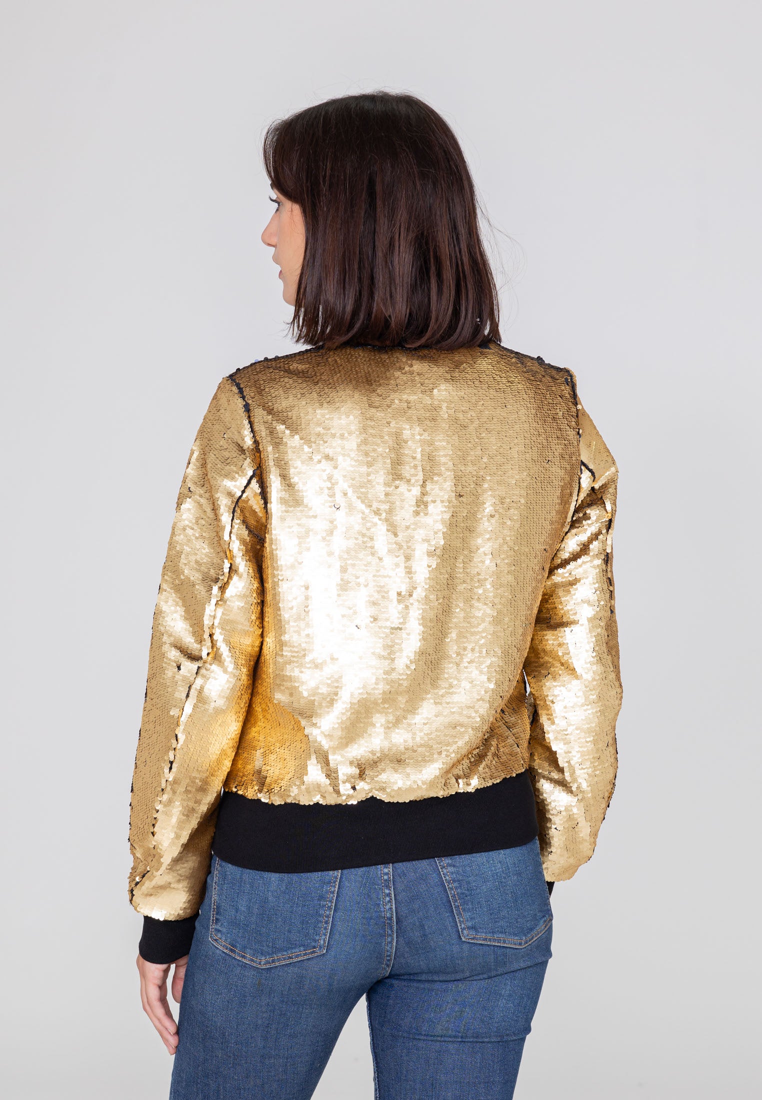 Glitter W Bomberjacke in Gold Jacken Bombers Original   