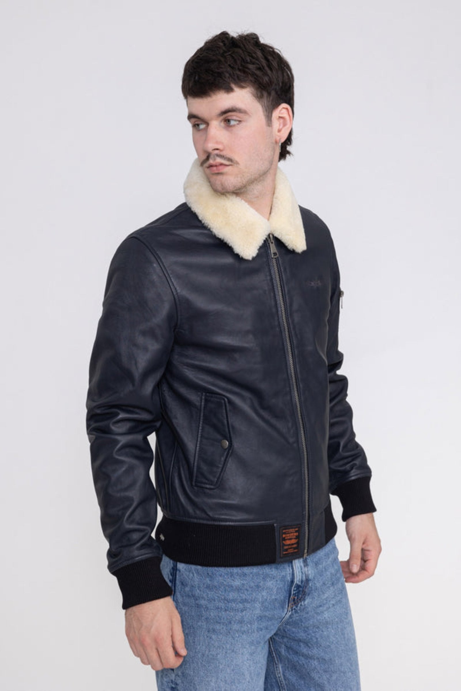 Iceman M Lederjacke in Black Jacken Bombers Original   