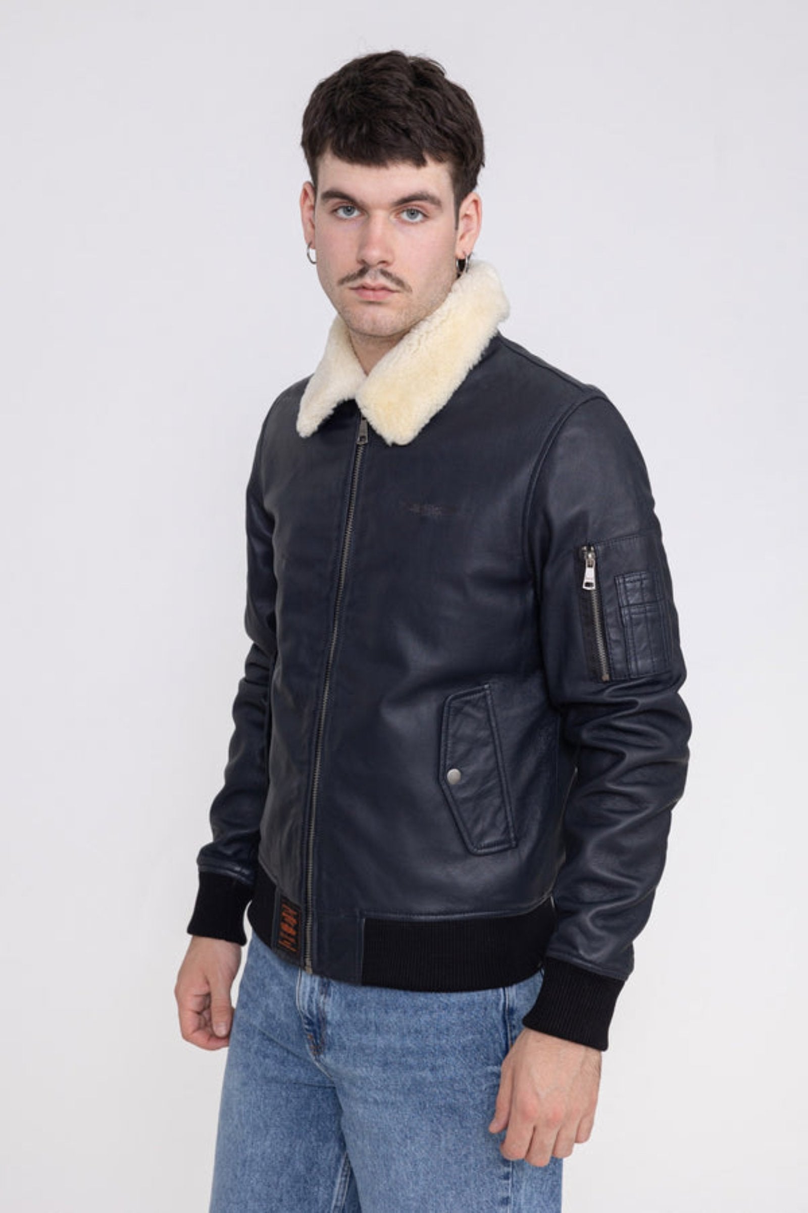 Iceman M Lederjacke in Black Jacken Bombers Original   