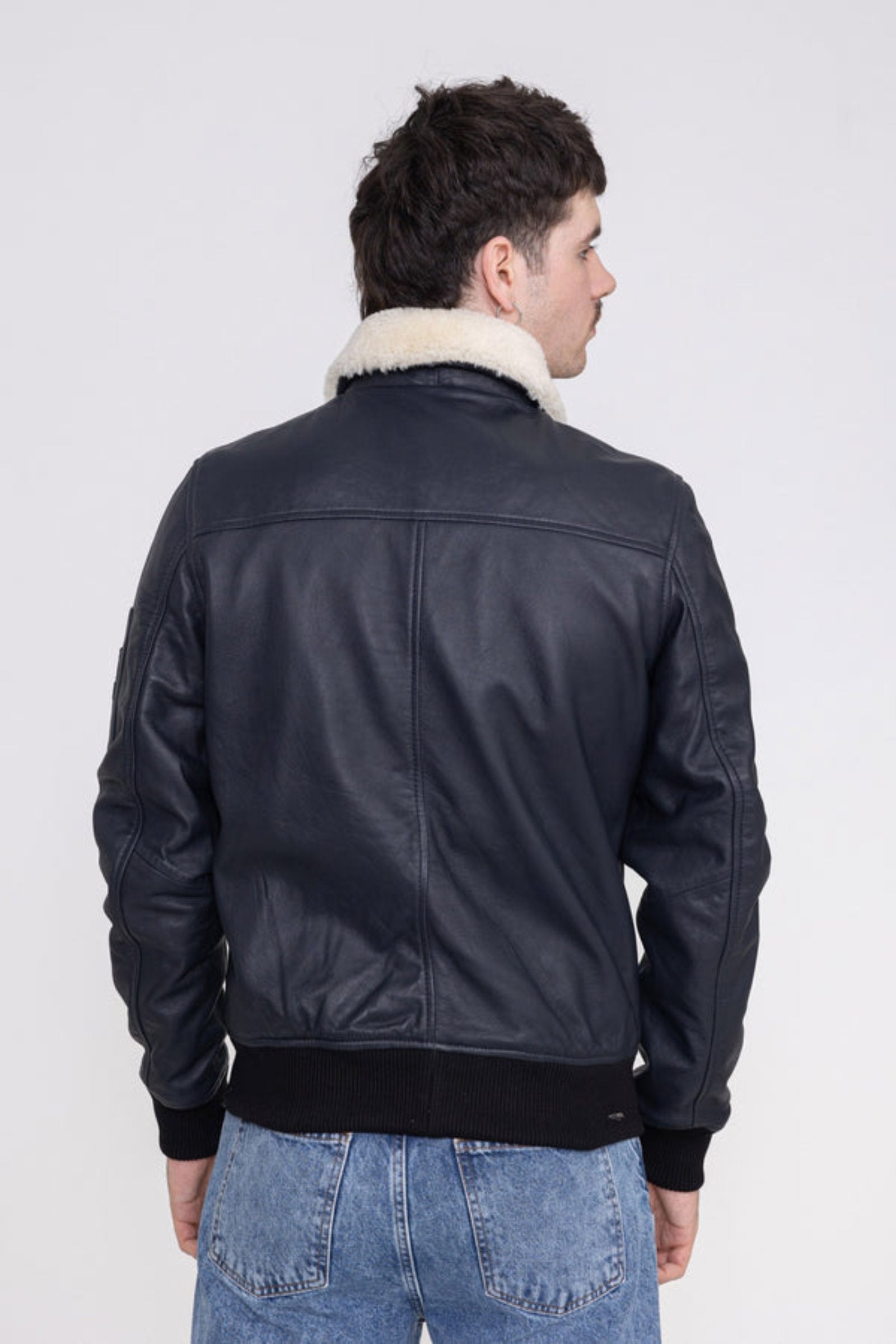 Iceman M Lederjacke in Black Jacken Bombers Original   