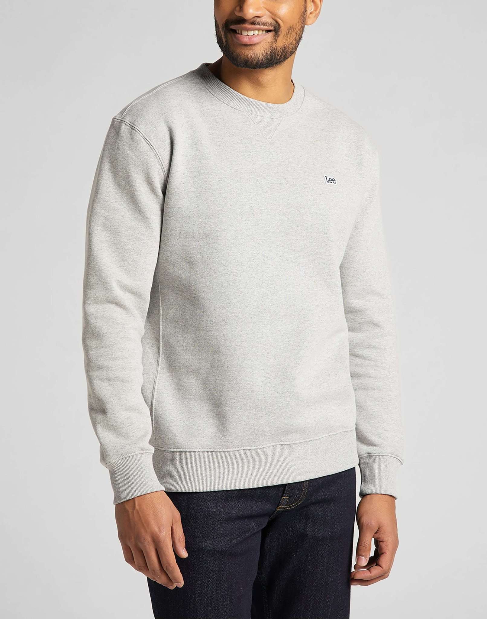 Plain Crew Sweatshirt in Grey Melange Sweatshirts Lee   