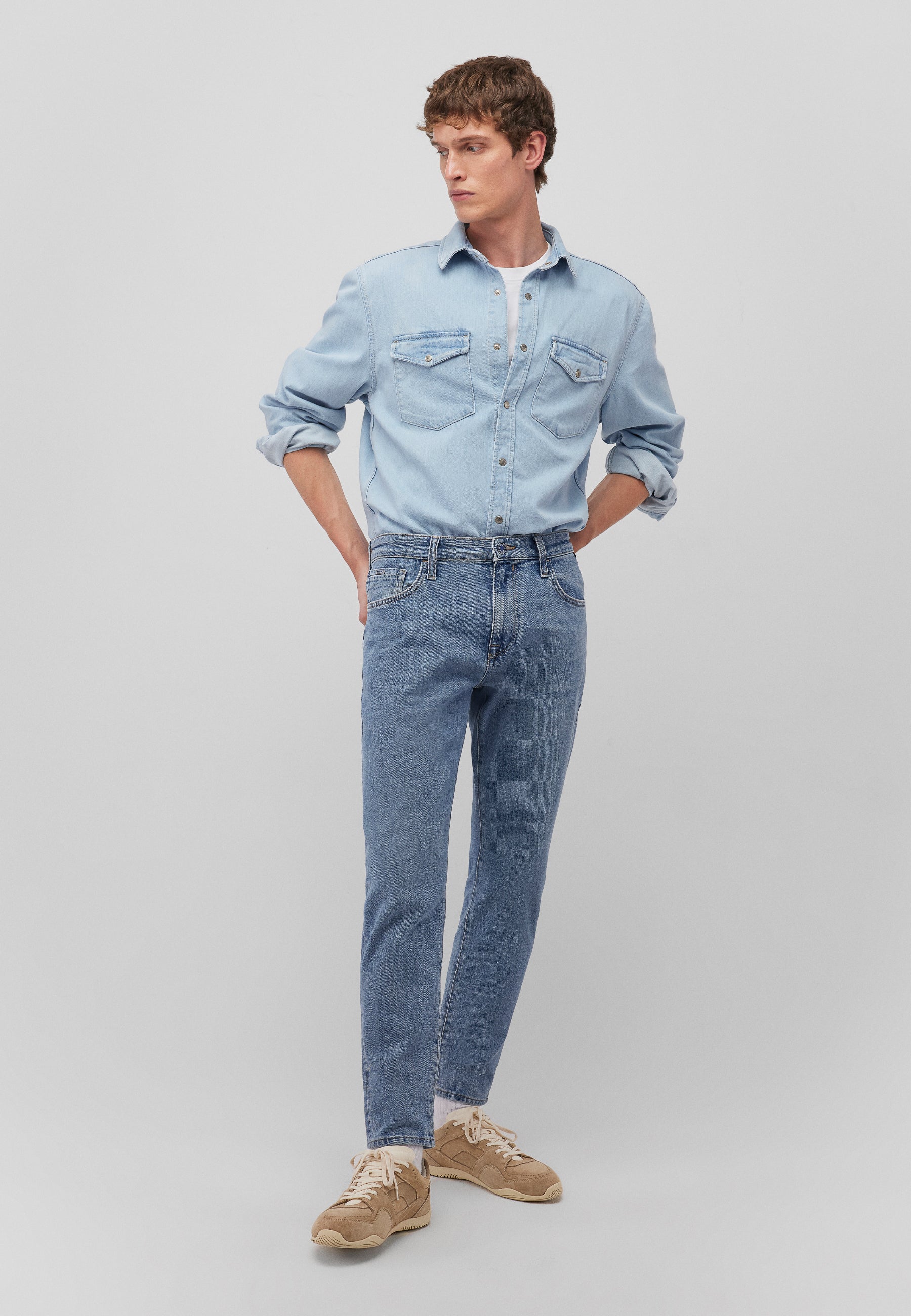 Ted in Lt Blue Denim Hemden Mavi